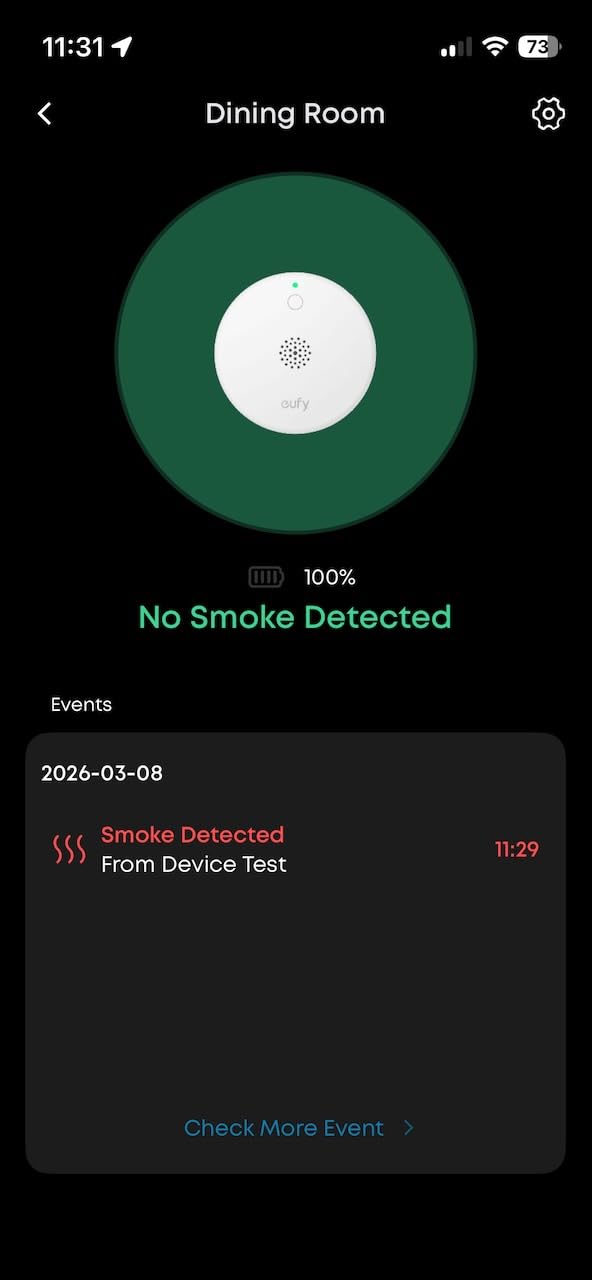 eufy Security Smoke Alarm E10, Smoke Detector, Ultra-Compact 70 mm Design | 5-Year Battery, App Alerts Away from Home, Loud Siren, Fewer False Alerts with UL 217 Compliance, Requires eufy HomeBase customer photo 2