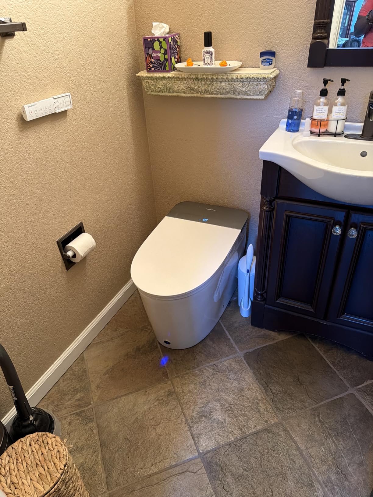 Casta Diva Smart Toilet With Bidet Built In Auto Open Close Lid CD-K030PRO, 1000g MaP Flush, Heated Comfort Seat & Foam Dispenser, Foot Sensor, Bidet Toilet with Tank, Quiet Flush, Warm Water, Dryer customer photo 1