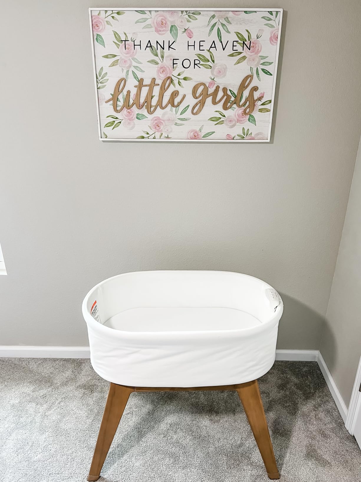 Delta Children Aero Smart Auto Glide Bassinet with Cry Detection & Response - Bluetooth, FSC-Certified Wood, Organic Performance Fabric customer photo 1