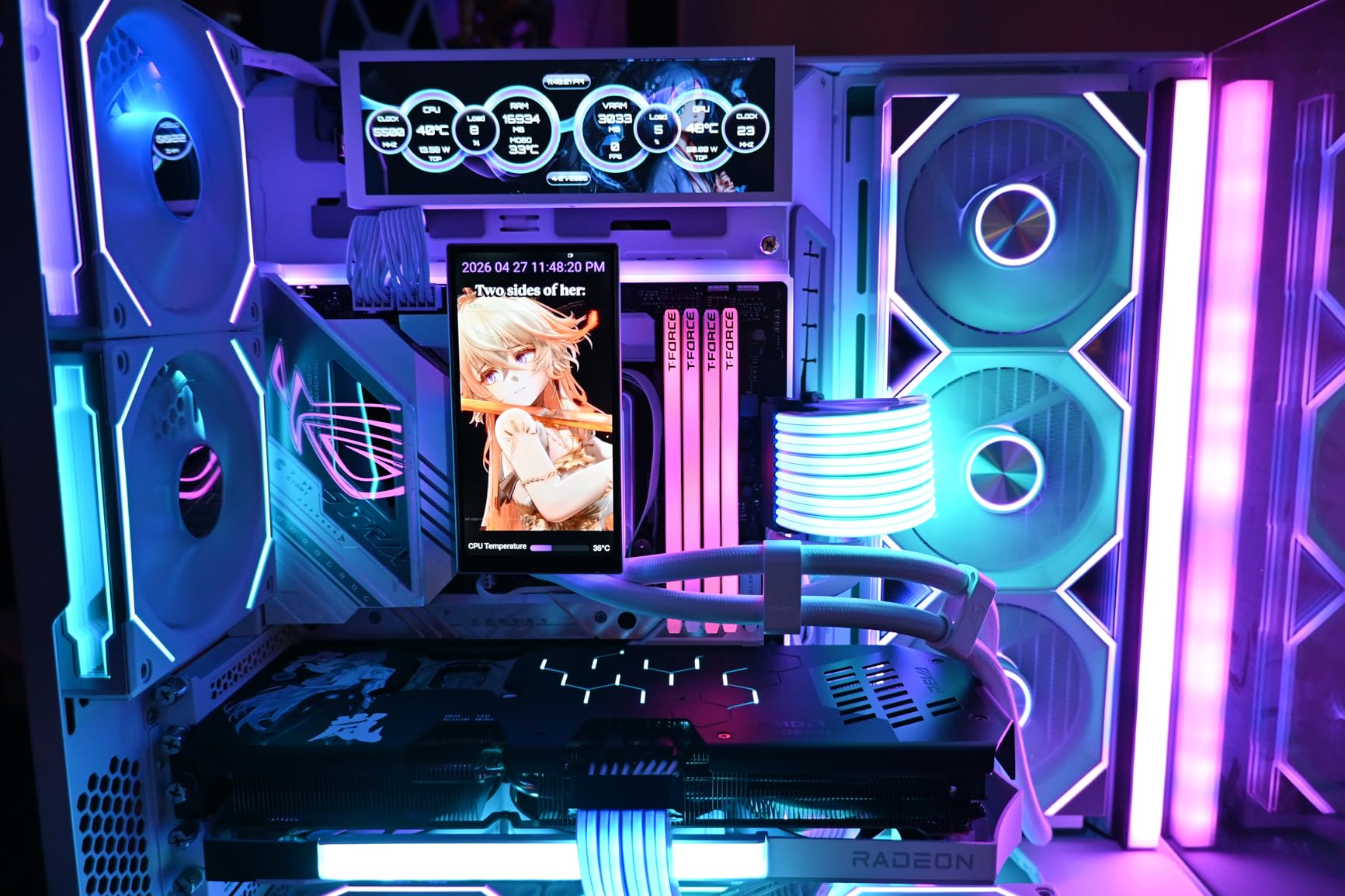 PF 360 CPU Water AIO Cooler Liquid Cooling, 5.5-inch LCD Magnetic Screen, 360mm ARGB Infinity Mirror 2000RPM PWM Fan, Lower Noise 30DBA, Intel LGA1851/1700/1200/115X AMD AM4/AM5 Black customer photo 2