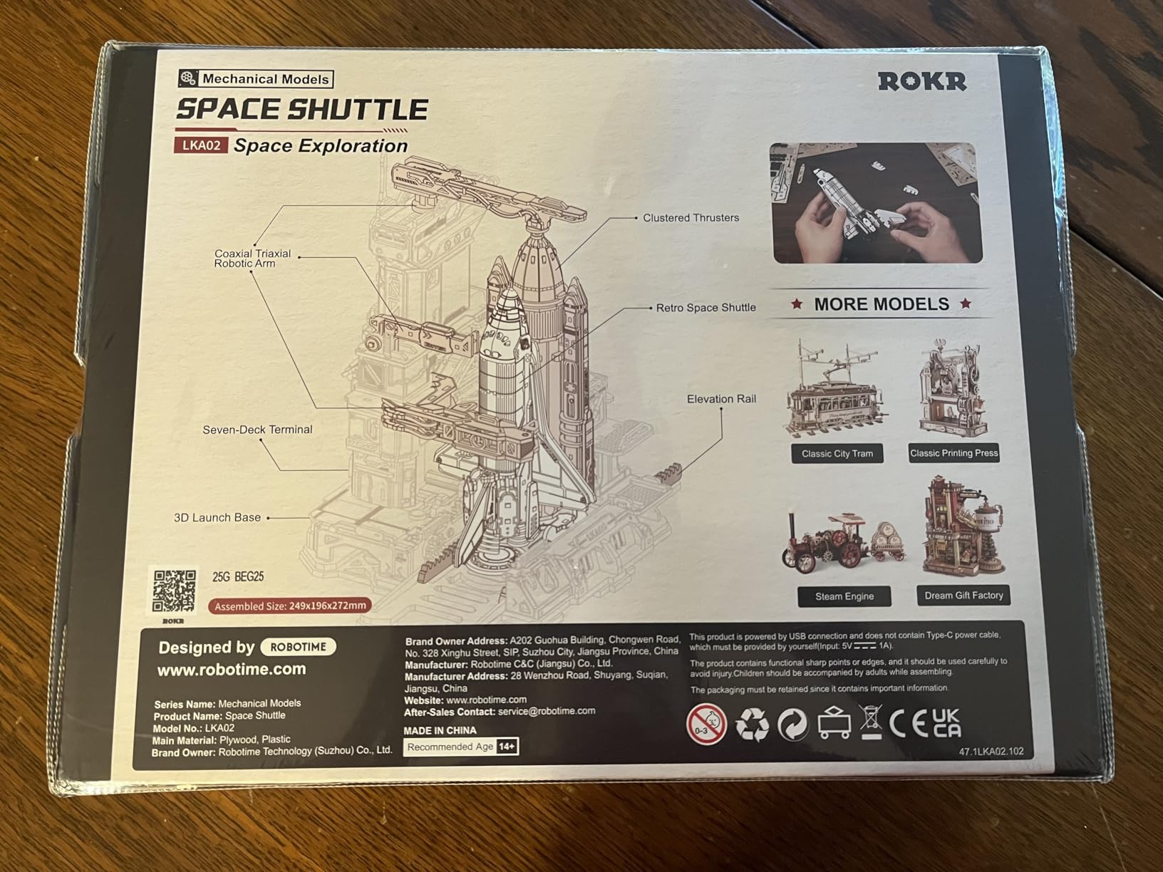 ROKR 3D Wooden Puzzles Space Shuttle - Dynamic Launch Base with Motorized Lift, LED Light Effects, 1:420 Scale Collectible Building Kit Airplane Wooden Puzzles Gift for Adults customer photo 2