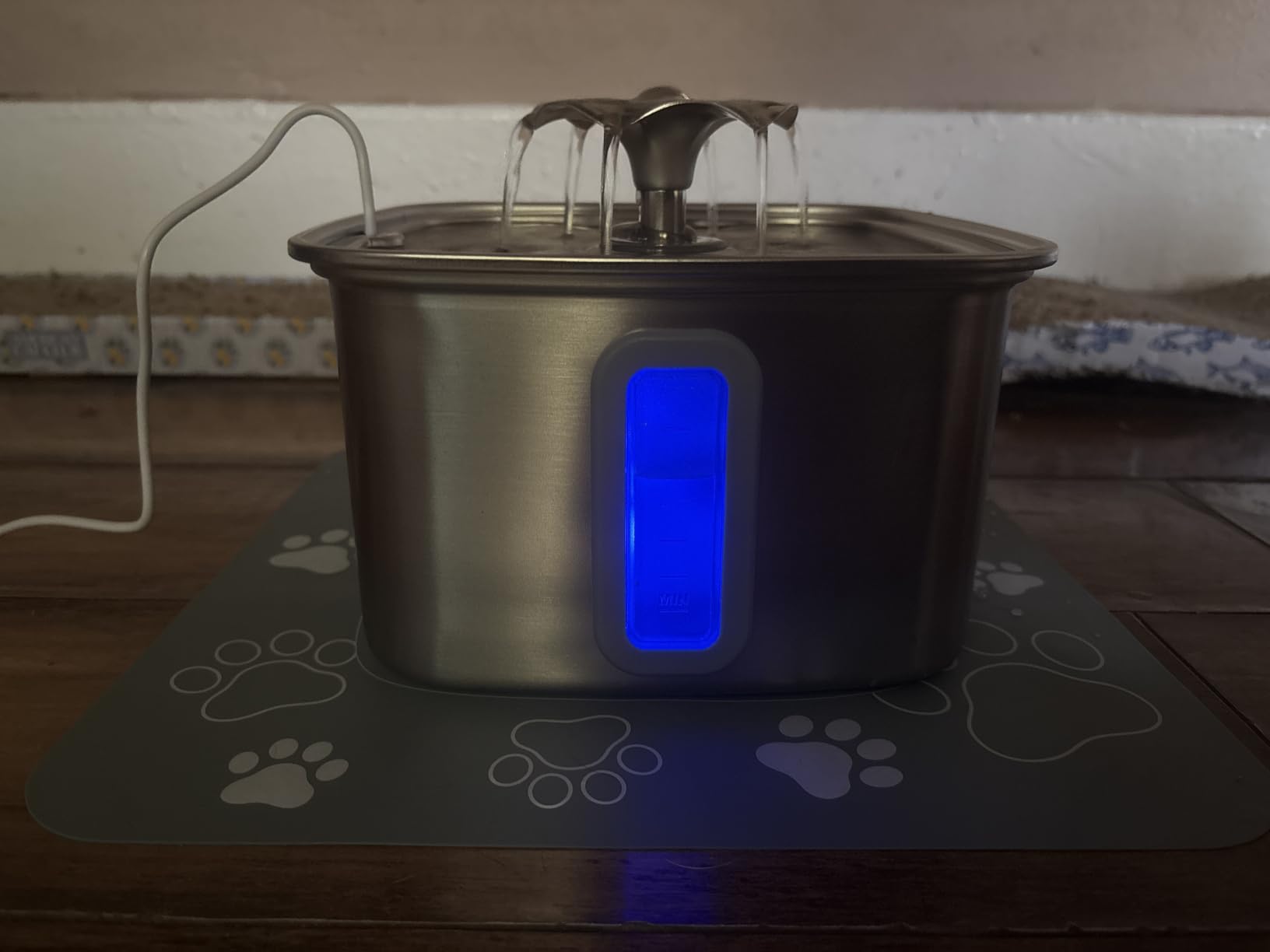 Veken Innovation Award Winner Stainless Steel Cat Water Fountain, 108oz | Automatic Pet Fountain Dog Water Dispenser with 3 Replacement Filters & Silicone Mat, Gifts for Cats, Dogs (Silver) customer photo 1
