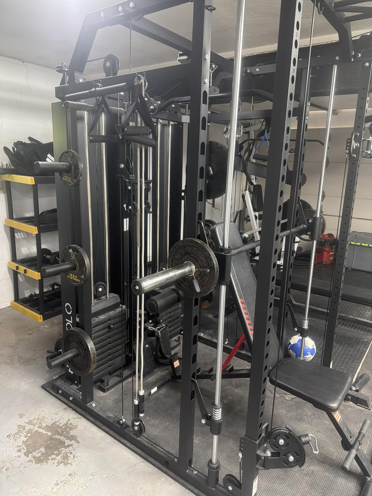 Mikolo Smith Machine with Weight Stack, Power Cage Home Gym System with LAT Pulldown & Cable Crossover, Multi-Functional Trainer with Dual Pulley System, Includes 10+ Free Attachments customer photo 1