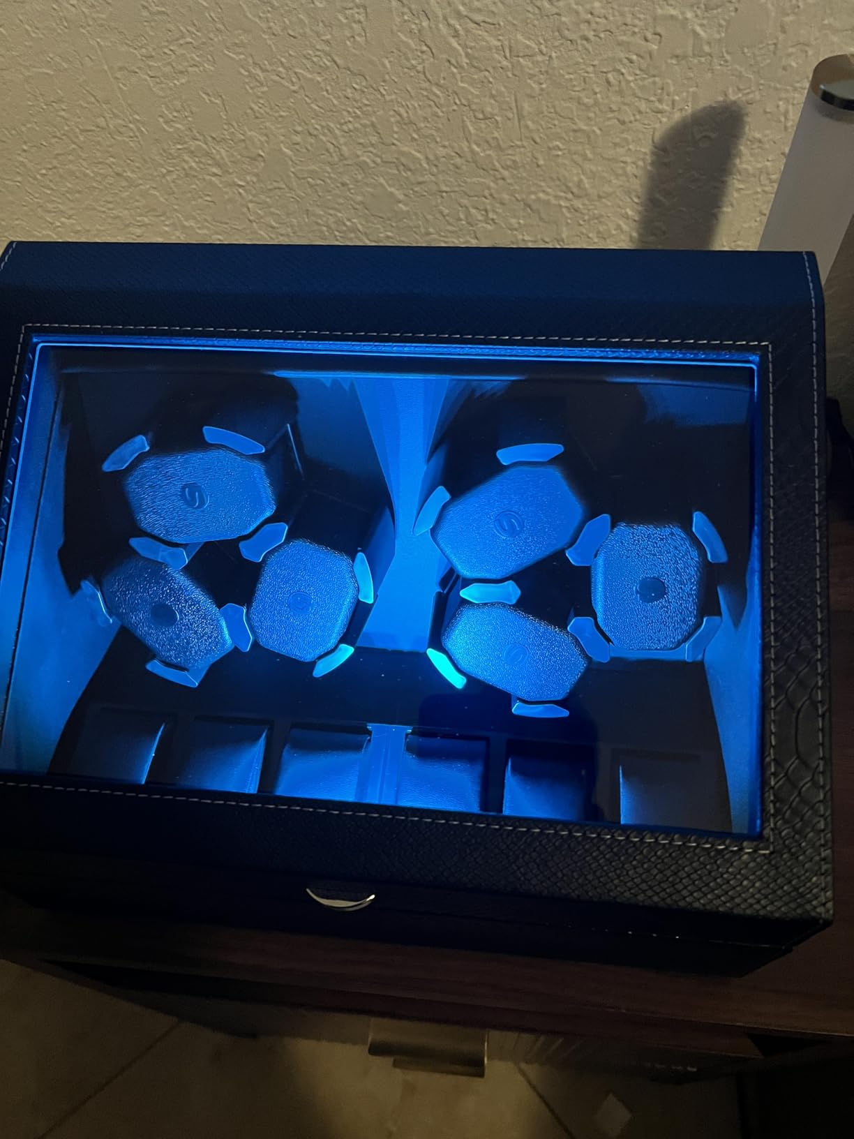 Mcbazel Watch Winder for Automatic Watches, 6 Watch Winder + 6 Storage Case, Watches Winder Box with Super Quiet Motor, Blue LED Light, Memory Foam Pillows, Gift for Men & Women - Black customer photo 2