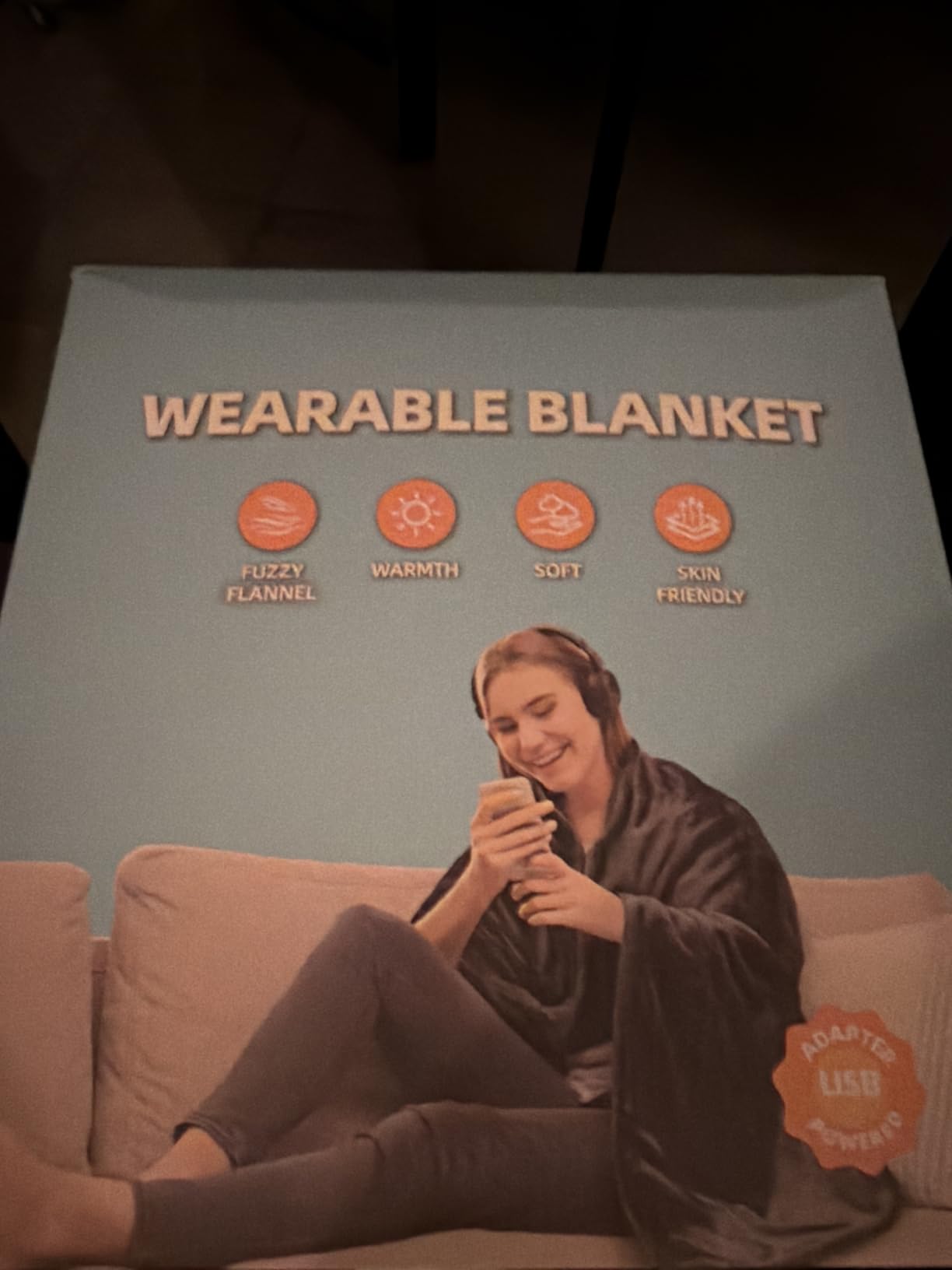 Cordless Heated Blanket Battery Powered; USB Wearable Portable Heated Throw Blanket with Hood, 20000 mAh Battery, 9 Heating Zone, 3-Level; Portable Heated Shawl Cordless; Camping (Multicolor) customer photo 2