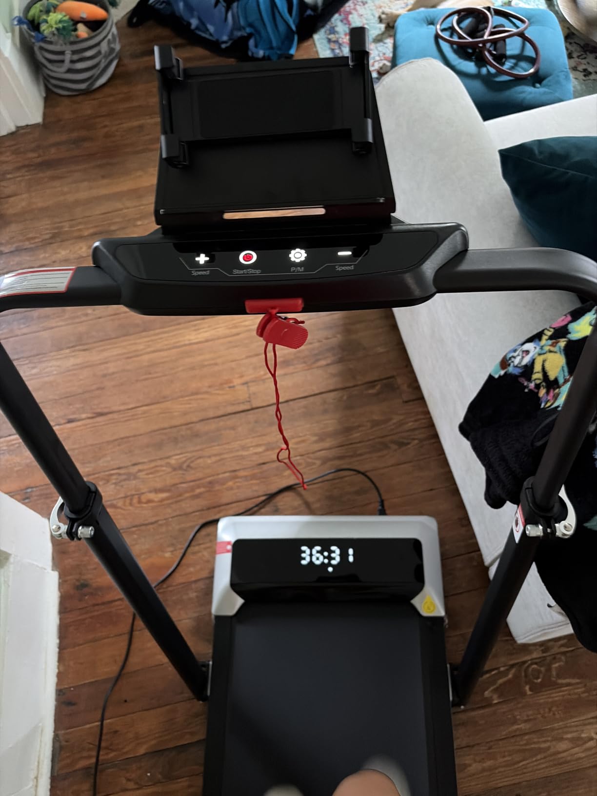 TOPUTURE Walking Pad Treadmill with 12% Incline, 6 in 1 Folding Treadmill with Adjustable Handle Bar for Home/Office, Under Desk Treadmills Portable Walking Pad with App, Remote Control & LED Display customer photo 2
