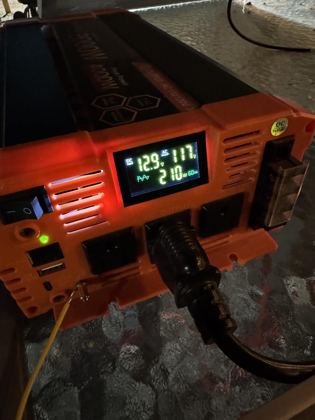 2000W Pure Sine Wave Inverter, 12V DC to 120V AC Power Inverter, 4000W Peak for RV, Truck, Solar, Camping, Home Backup Use, with 3 AC Outlets, Remote Control, Dual LCD Display, Hardwire Port customer photo 1