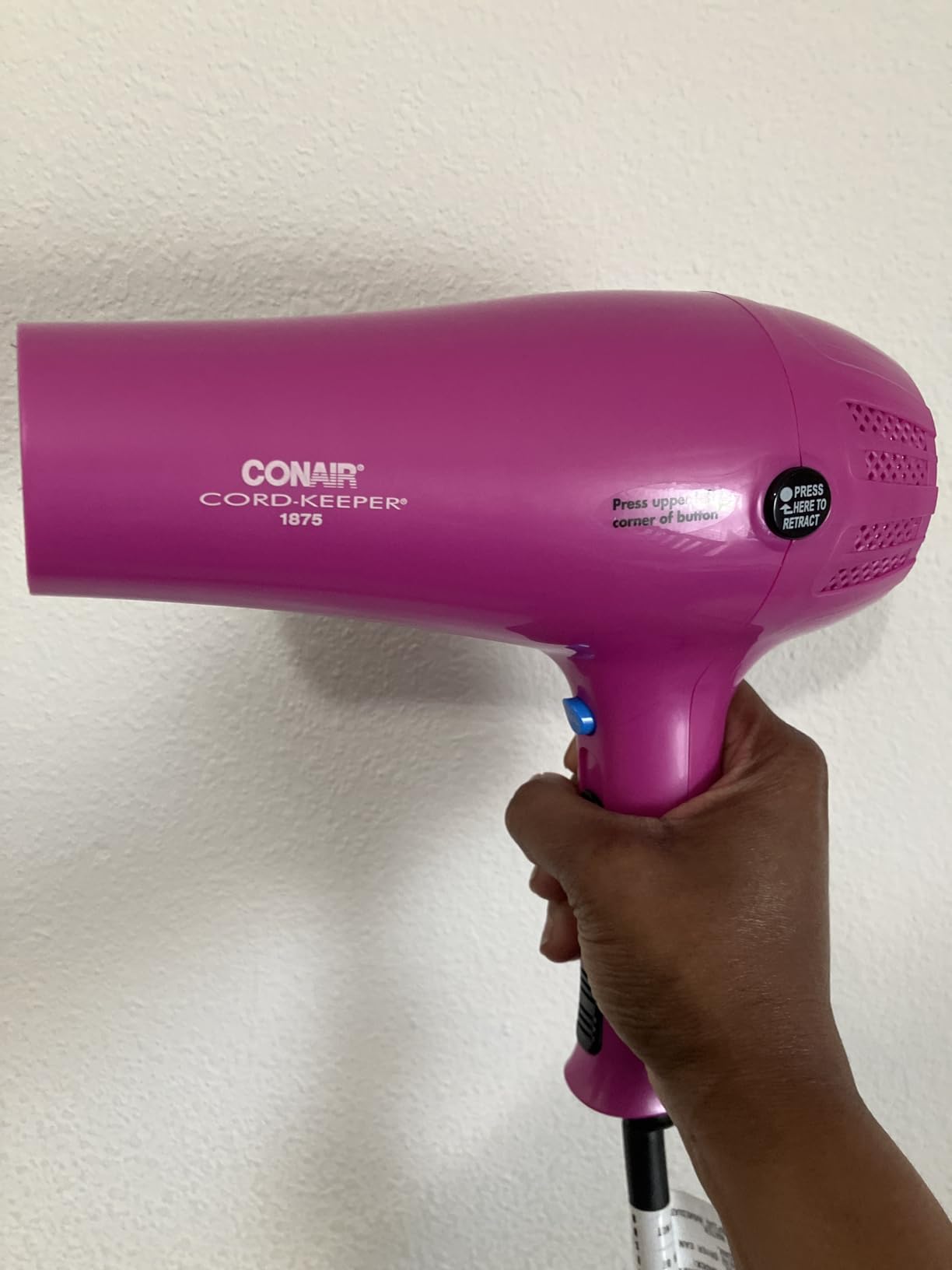 Conair Hair Dryer with Diffuser & Concentrator, 1875W, Matte Light Pink | Blow dryer with ionic tourmaline technology, 3 heat settings, and 2 speed options to efficiently style all hair types customer photo 1
