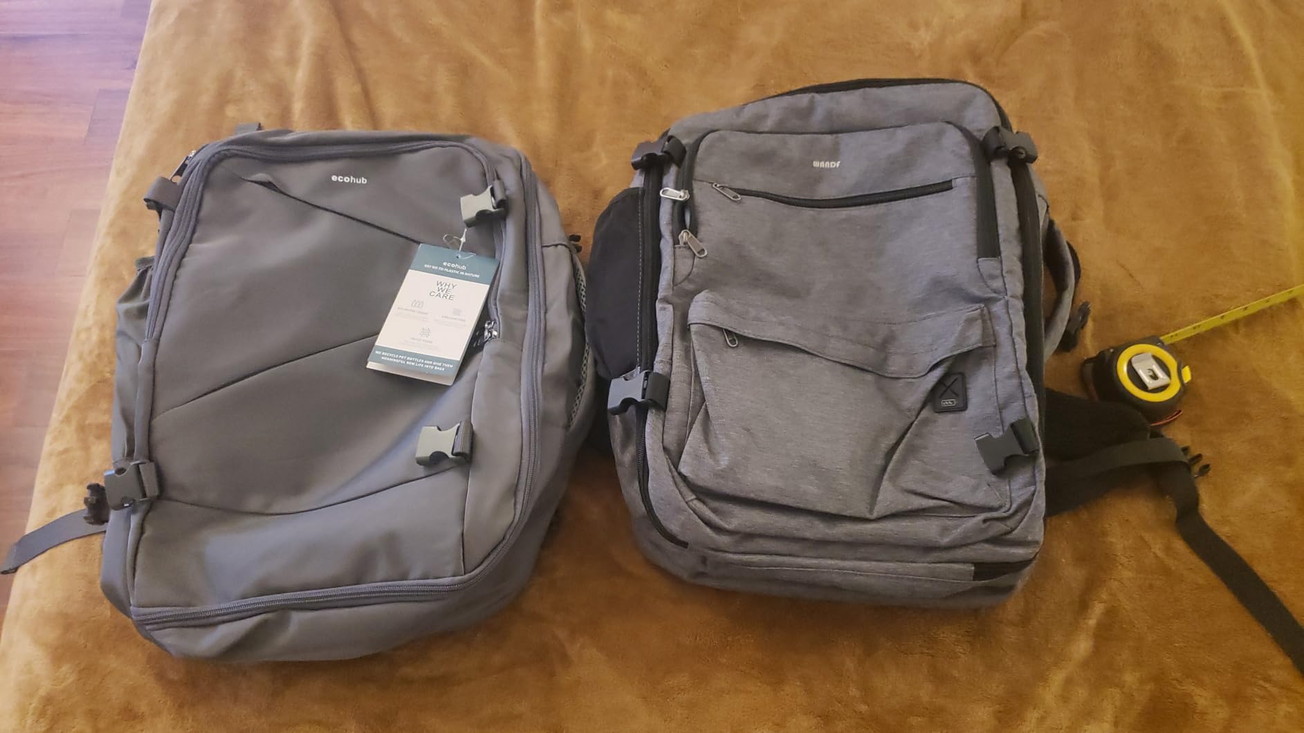 WANDF Personal Item Travel Bag 17x10x9, Carry On Laptop Backpack (Black) | Airline Underseat Approved, Fits 15.6