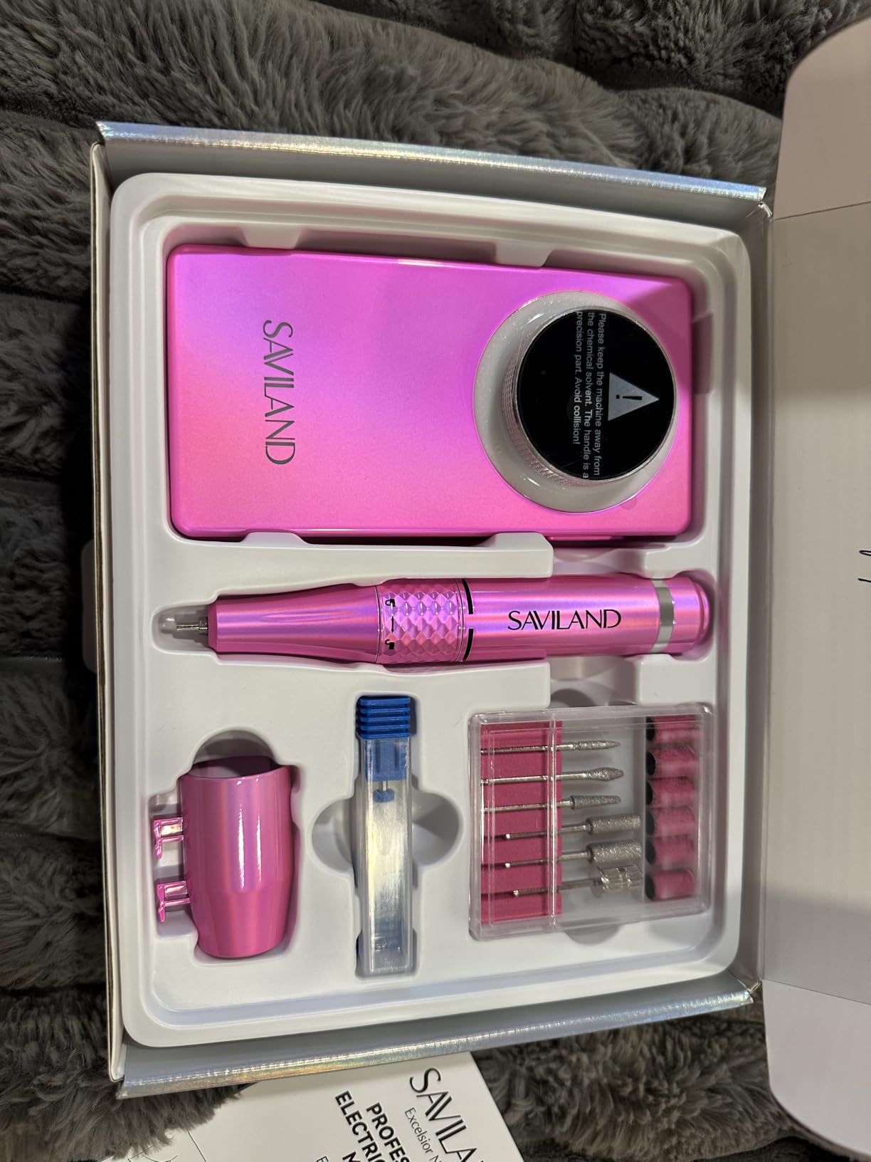 SAVILAND Nail Drill Professional 40000RPM 30S Fast Removal for Acrylic Nail | Low noise running, 4000mAh battery Long-Lasting, Complete drill bit set, Salon&mobile tech use, LCD display, Gradient Purple customer photo 1