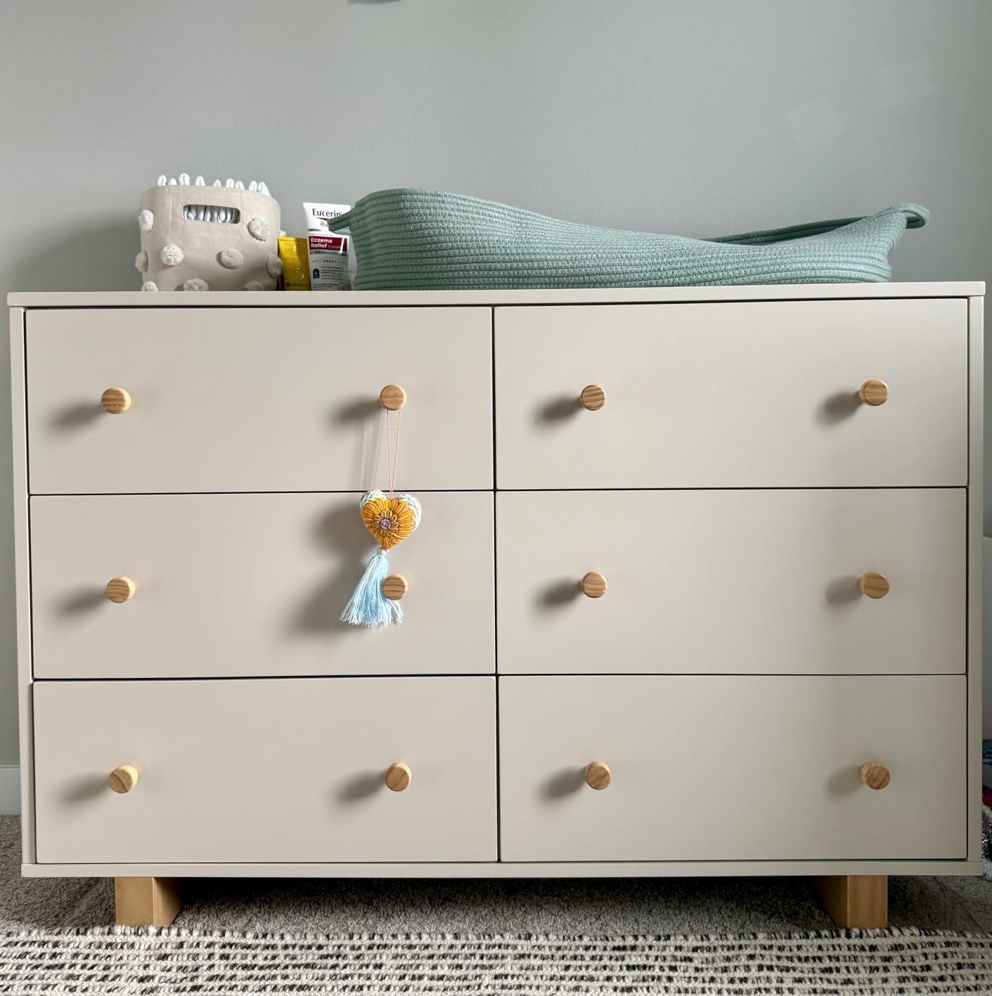 Storkcraft Texas 3 Drawer Chest with Removable Changing Table Topper (Frosted Oat/Driftwood) - GREENGUARD Gold Certified Baby Dresser customer photo 1