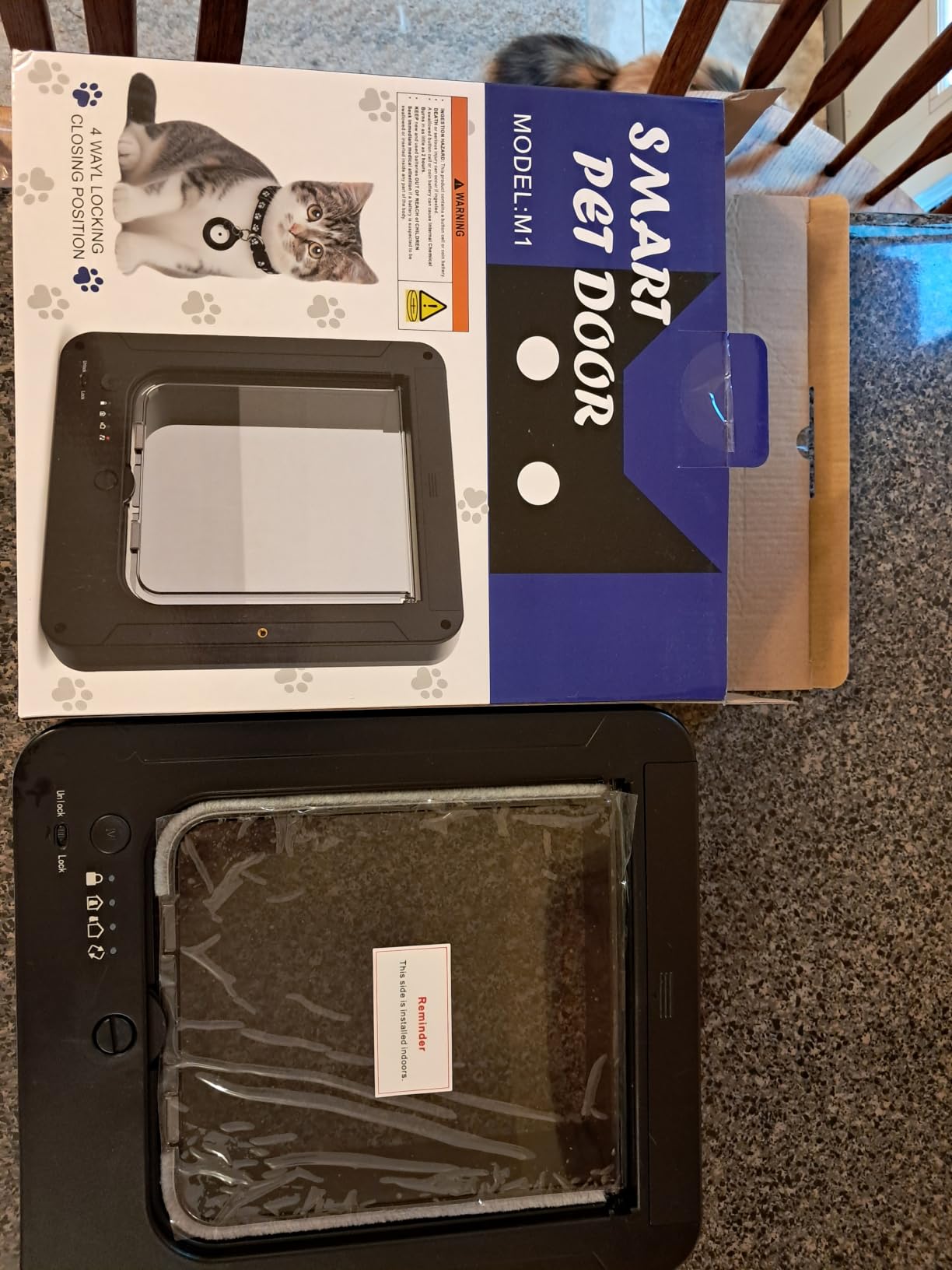 Smart Cat Door with 4 Collar Sensor Key, RFID Cat Door Collar Activated with Remote Control, 4 Way Locking Cat Flap Automatic Pet Door Interior & Exterior (White) customer photo 1
