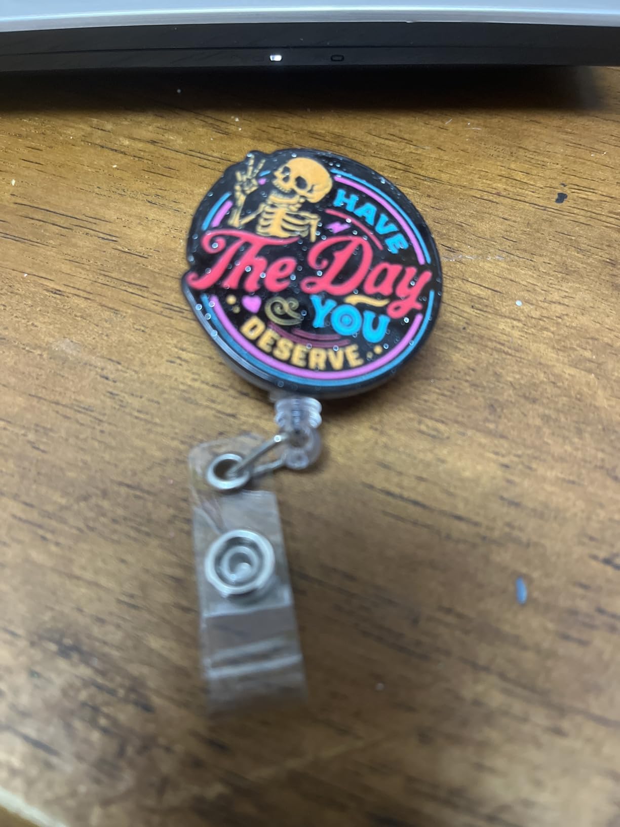 Side Eye Dog Badge Reel Cute Fun Funny Animal Cool Meme Puppy Medical ID Name Holder with Retractable Clip Office Hospital Accessories Gifts for Nurse Vet Veterinarian RN CNA Pet Parents Veterinary customer photo 1