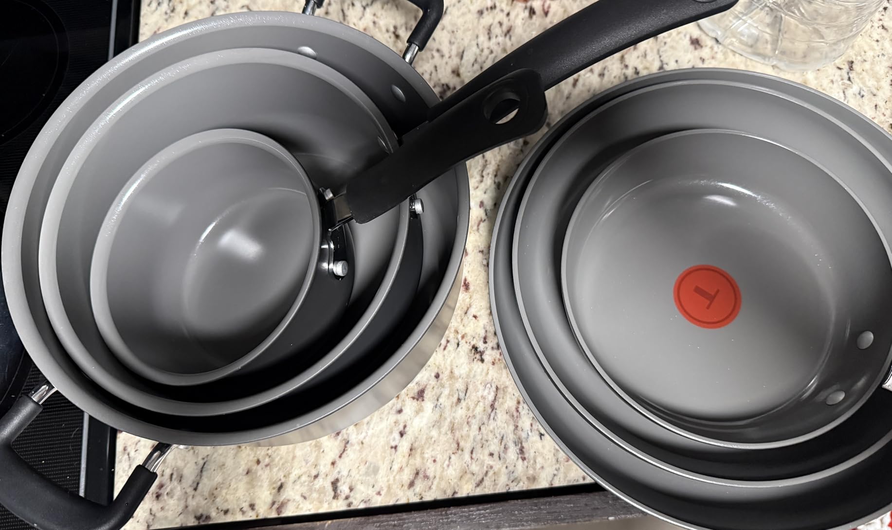 T-Fal Ultimate Hard Anodized 12-Piece Ceramic Nonstick Cookware Set, Oven Safe Up to 400°F, Ceramic Pots and Pans Set, Frying Pans, Saucepan, Stockpot, Cooking Utensils, Stone customer photo 1