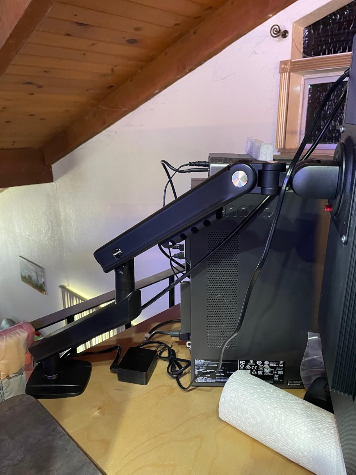 HUANUO FlowLift Pro Monitor Arm for 13-32 inch Screens, MechaSpring Monitor Mount, Fully-Adjustable Monitor Stand with Tilt/Swivel/Rotation, Tool-Free VESA Mount, C-Clamp/Grommet Base, Max Load 19.8 lbs customer photo 2