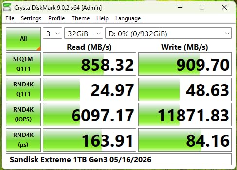 SANDISK 1TB Extreme Portable SSD (New Model) - up to 2000MB/s Transfer speeds, USB Type-C connectivity, Reliable Durability - Black - SDSSDE70-1T00-G25 customer photo 1