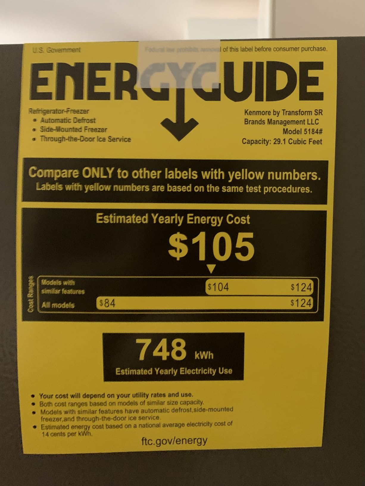 Kenmore 29 cu. ft. 36