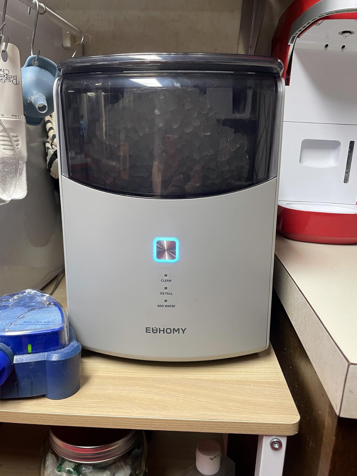 Euhomy Countertop Nugget Ice Maker, 35lbs Daily Sonic Crushed Ice Machine | Ice Ready in 5 Mins, Dual-Pump Self-Cleaning, Detachable Lid, Pebble Ice Maker with Basket, Scoop, 4 Packs Cleaner, Grey customer photo 1