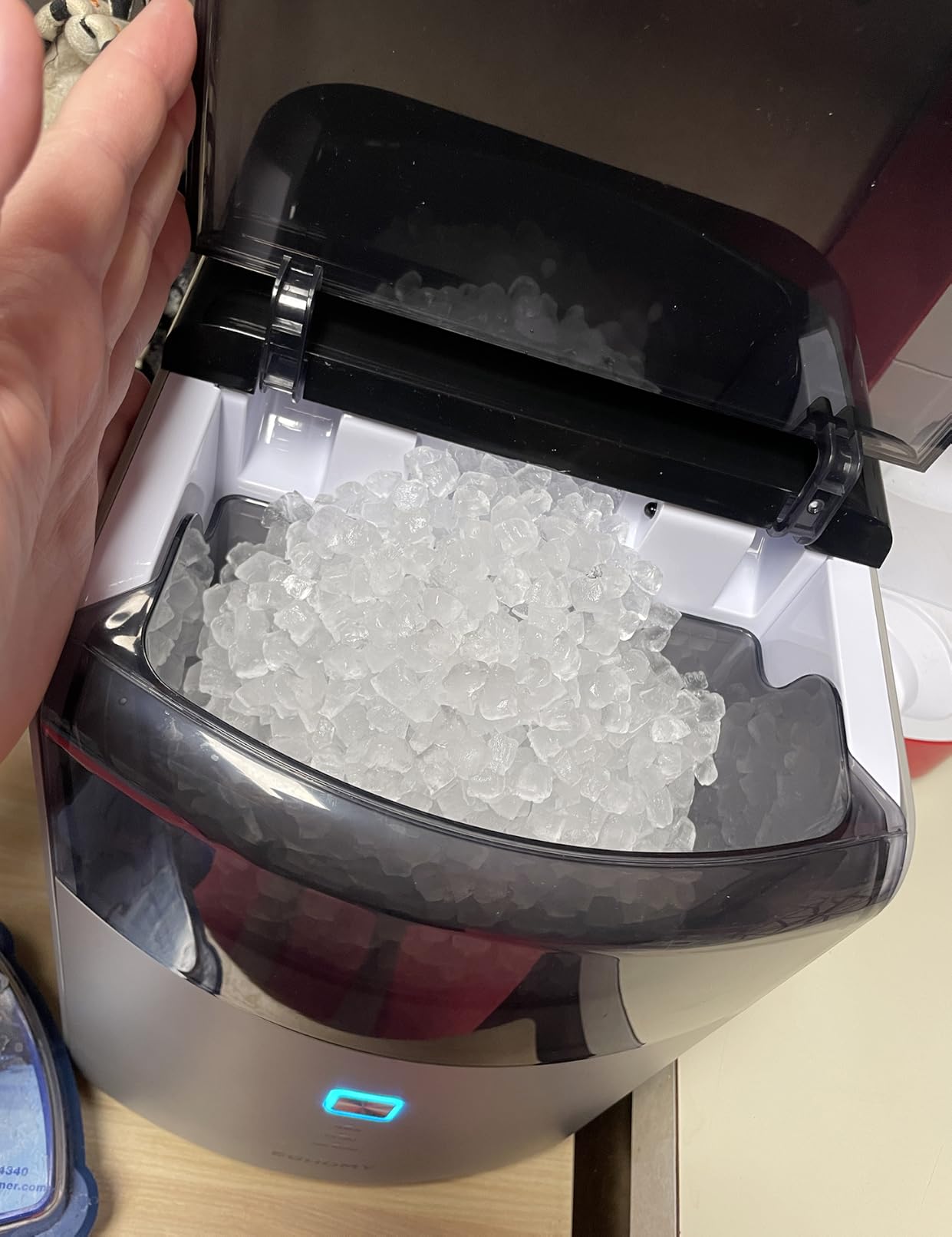 Euhomy Countertop Nugget Ice Maker, 35lbs Daily Sonic Crushed Ice Machine | Ice Ready in 5 Mins, Dual-Pump Self-Cleaning, Detachable Lid, Pebble Ice Maker with Basket, Scoop, 4 Packs Cleaner, Grey customer photo 2