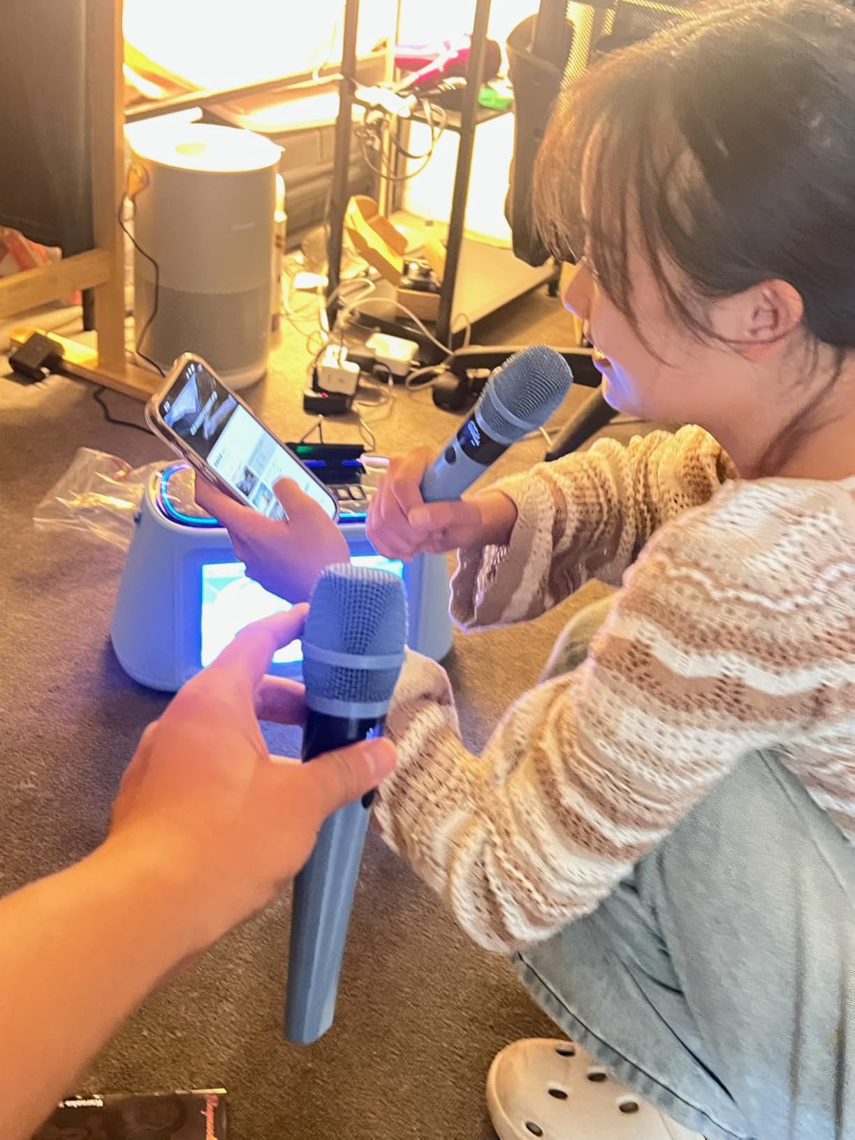 Karaoke Machine for Adults with Lyrics Display, Portable Built-in 22 Inches Tablet with 2 Wireless Microphones, 1200W Peak Power Bluetooth Portable Karaoke System for Any Occasion (S-200) customer photo 1