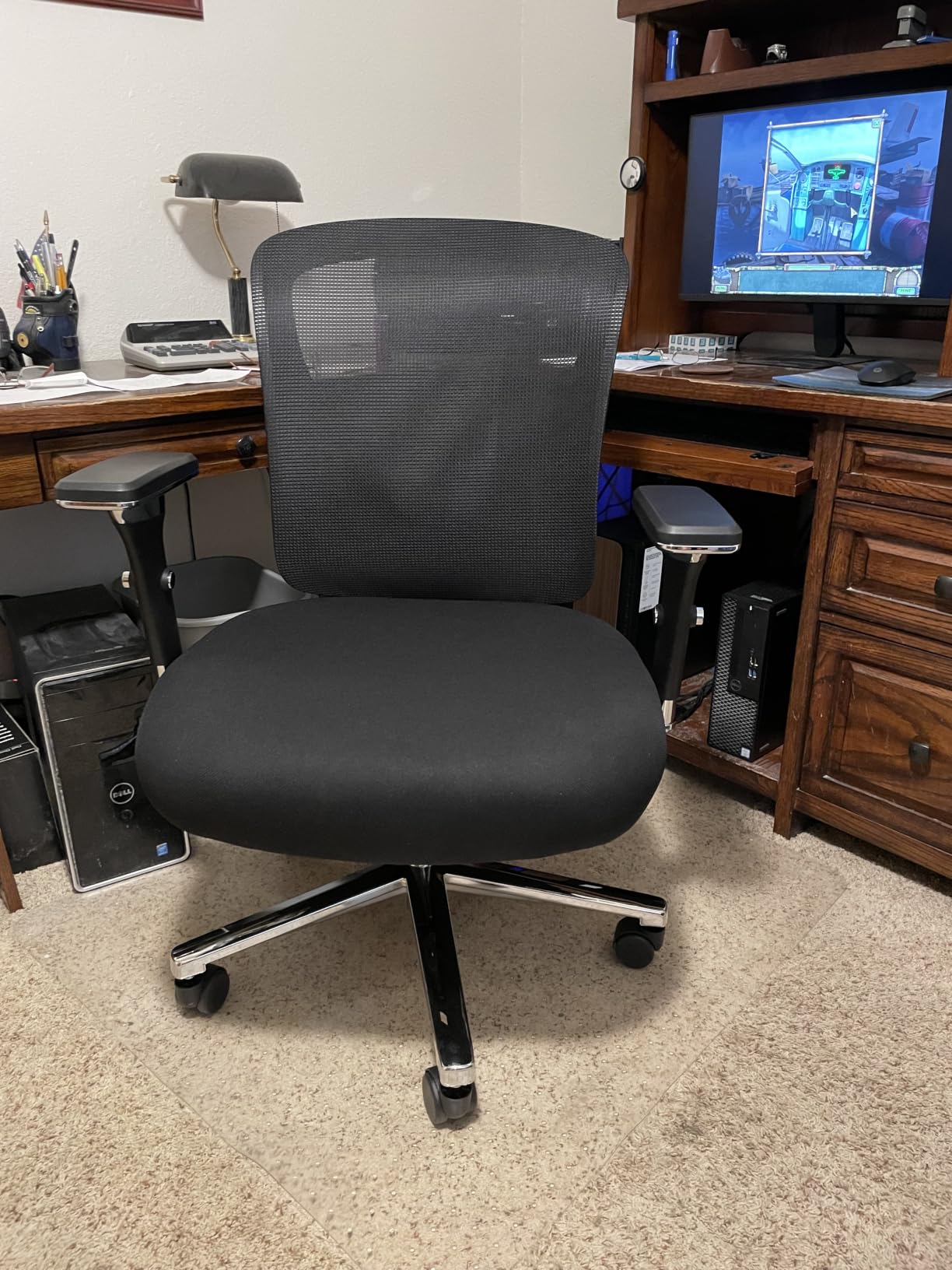 DUMOS Big and Tall Office Desk Chair, 500lbs Heavy Duty Mesh Chair | Ergonomic 4D Armrest, Comfortable Lumbar Support, Wide Seat, 360° Swivel Rolling Wheels, Adult, Black customer photo 1
