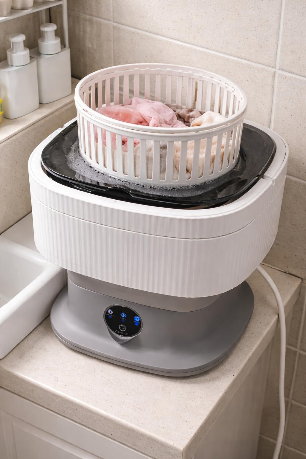 Mini Portable Washing Machine, 20L Foldable Portable Mini Washer Machine with Spin Dry, Collapsible Travel Washing Machine for Dorms, Apartment, RV and Camping. (Grey) customer photo 1