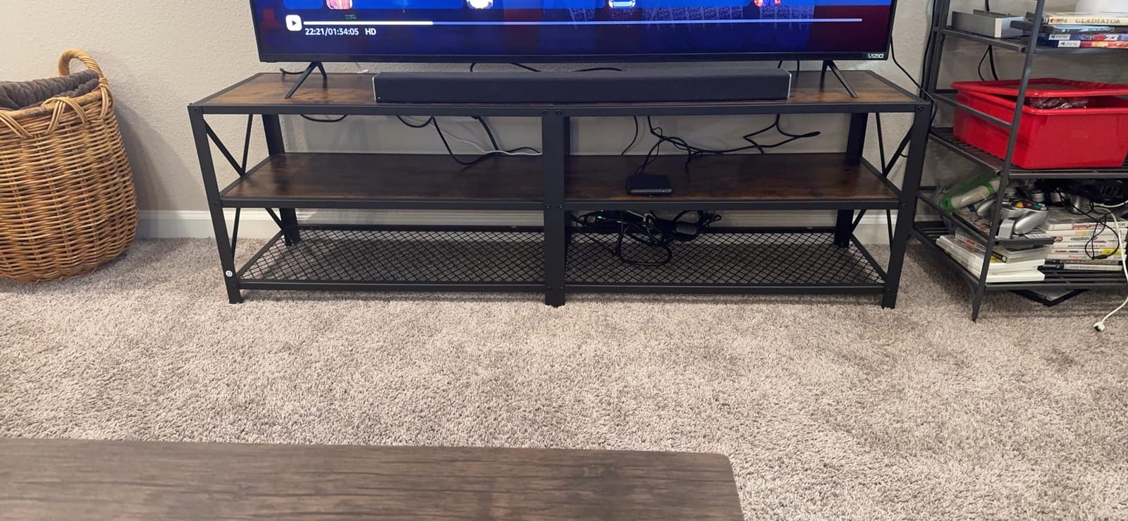 VASAGLE TV Stand for 80-Inch TVs, Mid Century Entertainment Center with Storage, Fluted Sliding Doors, Media Console Table for Living Room, Bedroom, Sand Brown ULTV634K201 customer photo 2