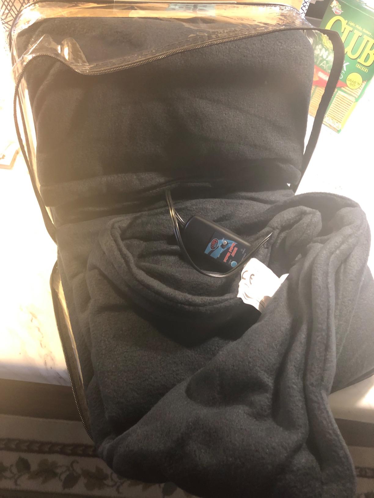 2 - 12-Volt Heated Travel Blanket with Patented Safety Timer by Trillium Worldwide (Navy, 58