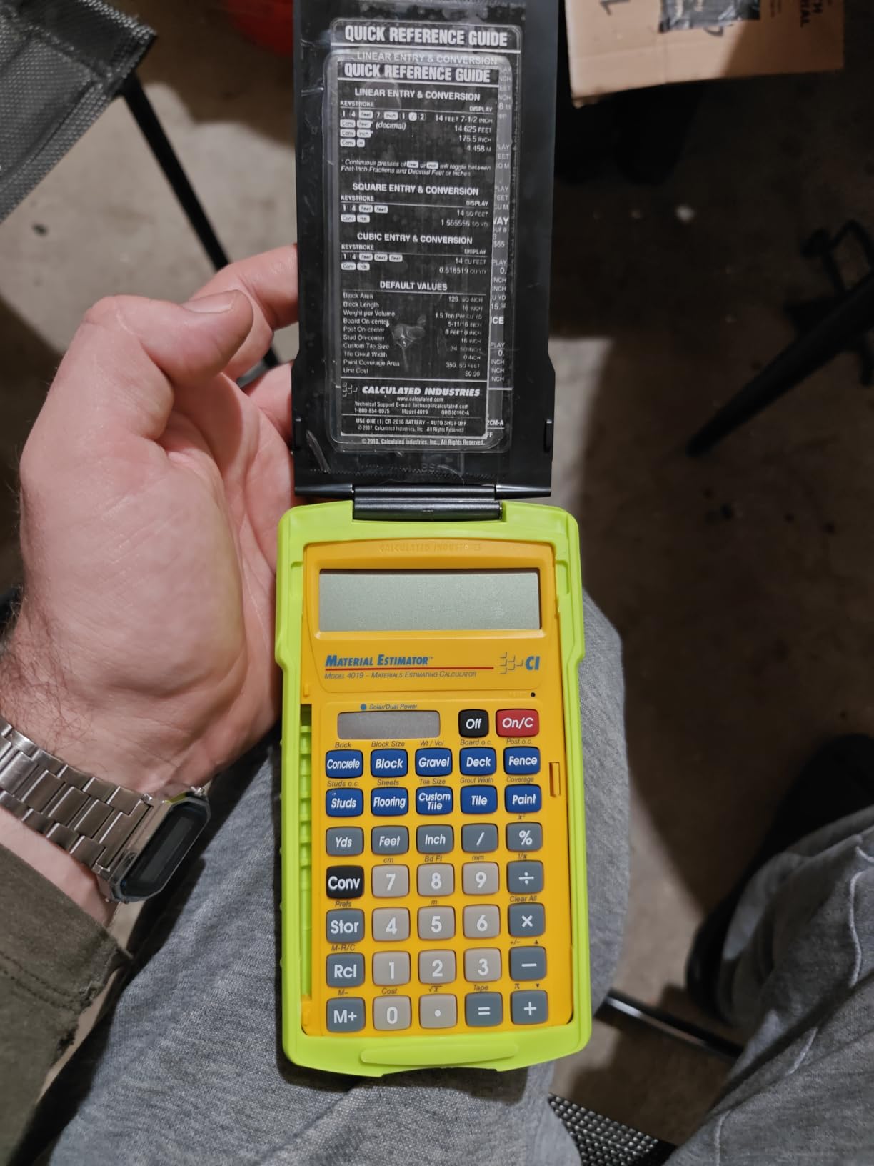 Calculated Industries 4019 Material Estimator Calculator | Finds Project Building Material Costs for DIY’s, Contractors, Tradesmen, Handymen and Construction Estimating Professionals,Yellow customer photo 1