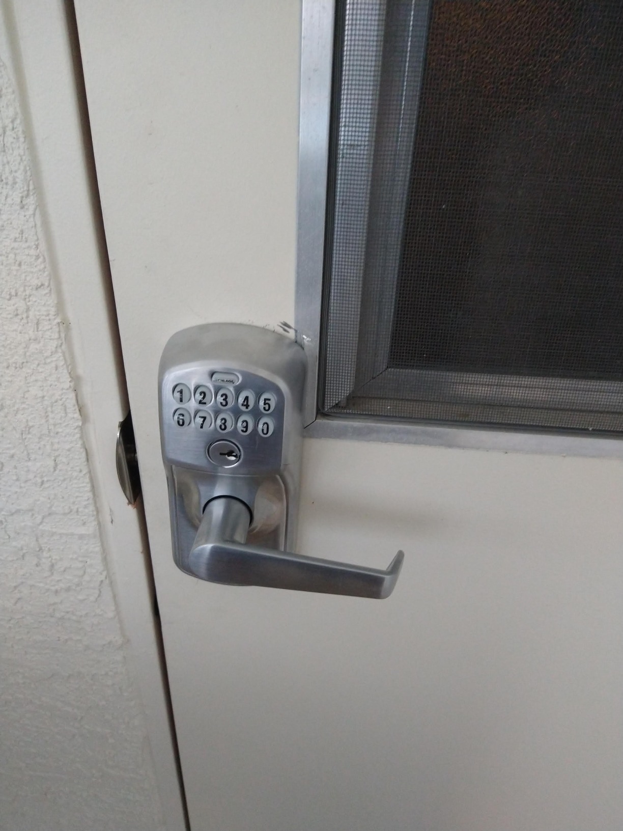 Schlage Electronic Keypad Lock, Lever Handle, Plymouth Trim, Satin Chrome customer photo 2