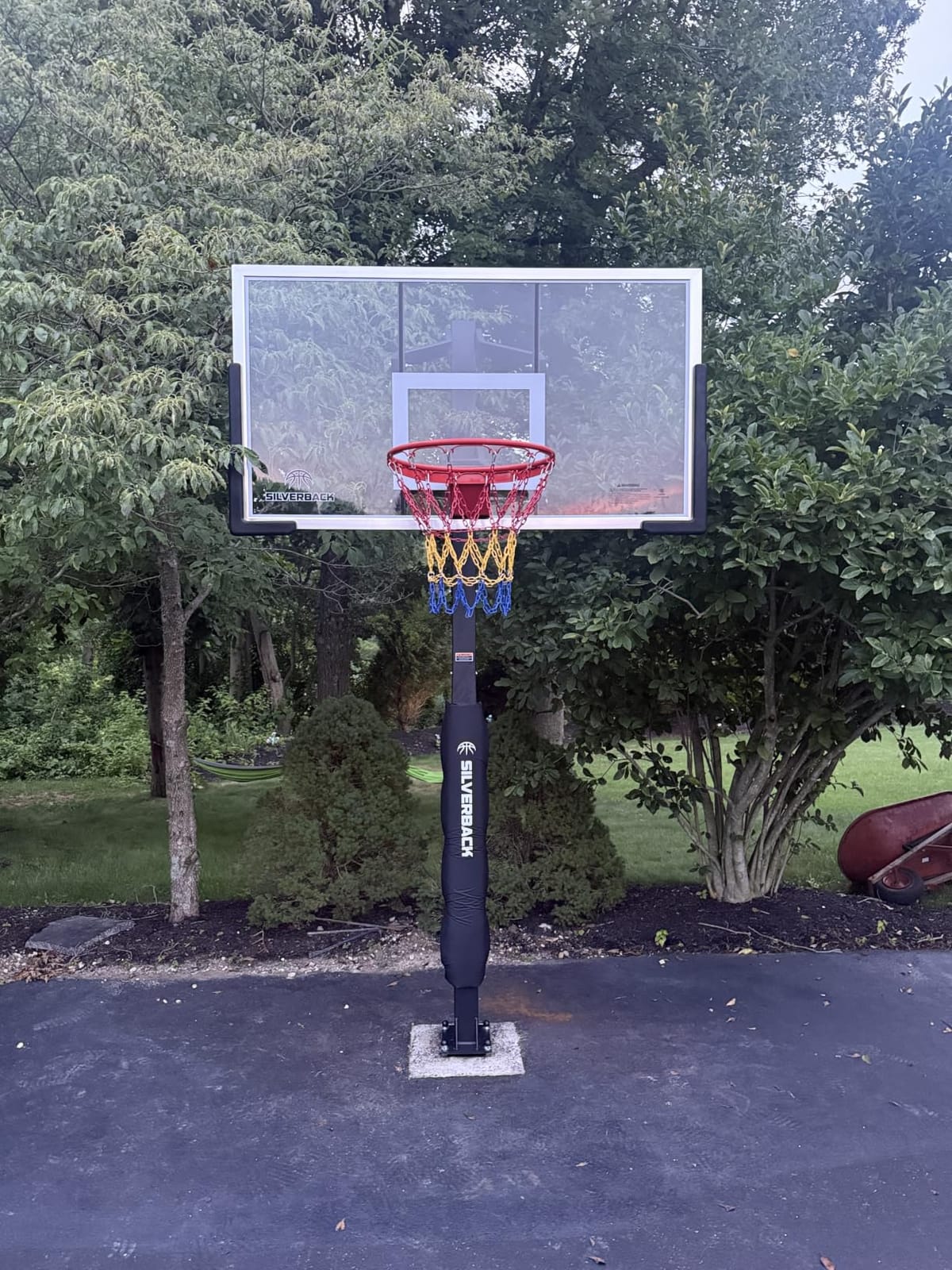 Silverback Height Adjustable In-Ground Basketball Hoop with Tempered Glass Backboard, Pro-Style Breakaway Rim & Backboard Pad customer photo 2