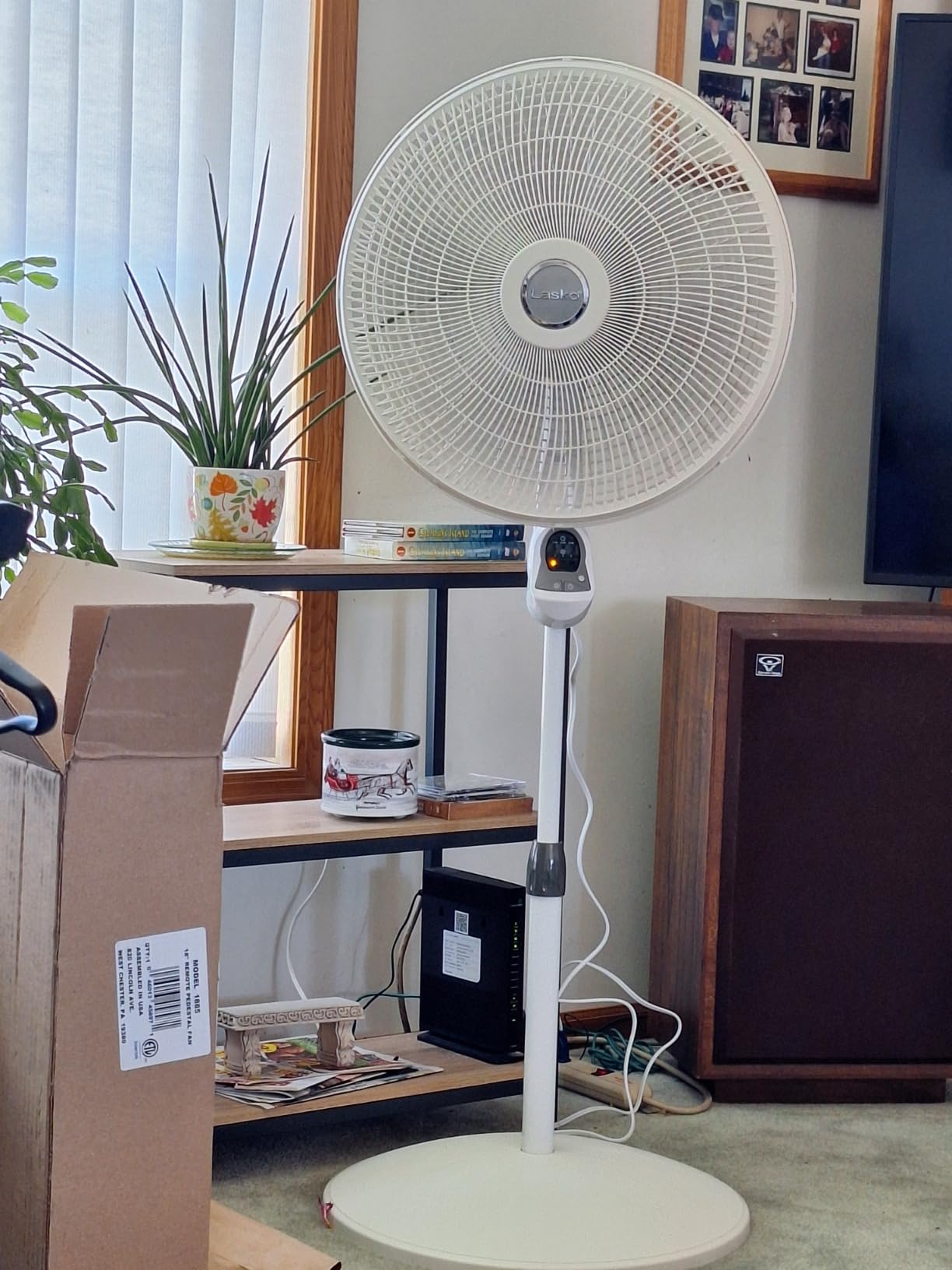 Lasko Cyclone Pedestal Fan, Adjustable Height, Remote Control, Timer, 3 Speeds, for Bedroom, Kitchen, Office and Living Room, 18