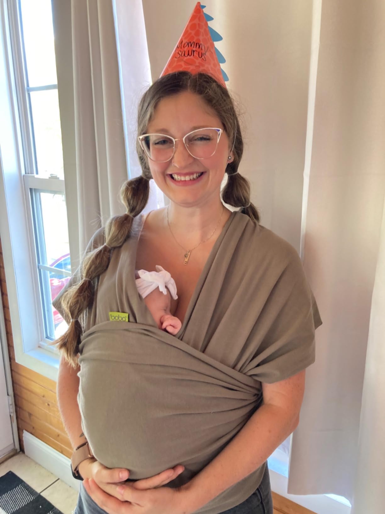 Boba Baby Wrap Carrier - Stretch Cotton Newborn Sling, Grey customer photo 2
