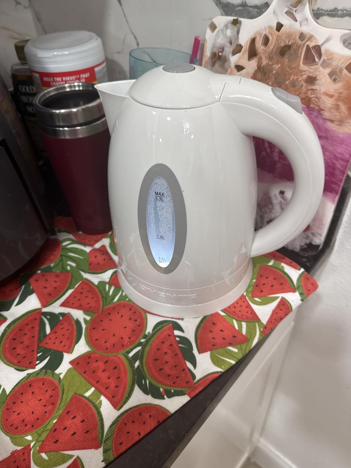 OVENTE 1.7L Electric Tea Kettle, 1100W BPA-Free Water Boiler, White KP72W | Fast Boiling, Auto Shut-Off, Boil-Dry Protection, 360 Swivel Base, Cordless Serving, Clear-View Window and Removable Filter customer photo 2