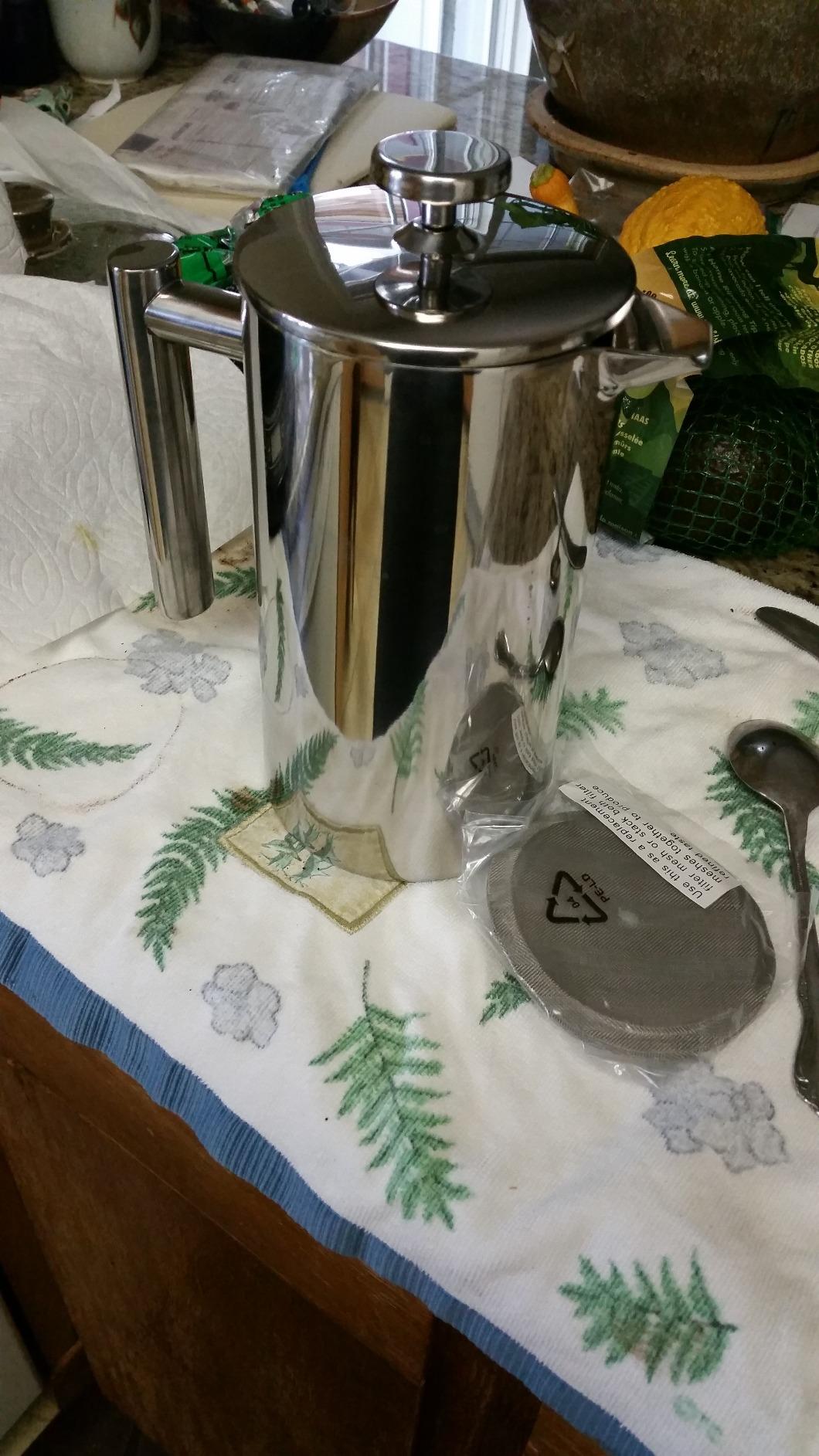 Secura French Press Coffee Maker, 304 Grade Stainless Steel Insulated Coffee Press with 2 Extra Screens, 34oz (1 Litre), Silver customer photo 1