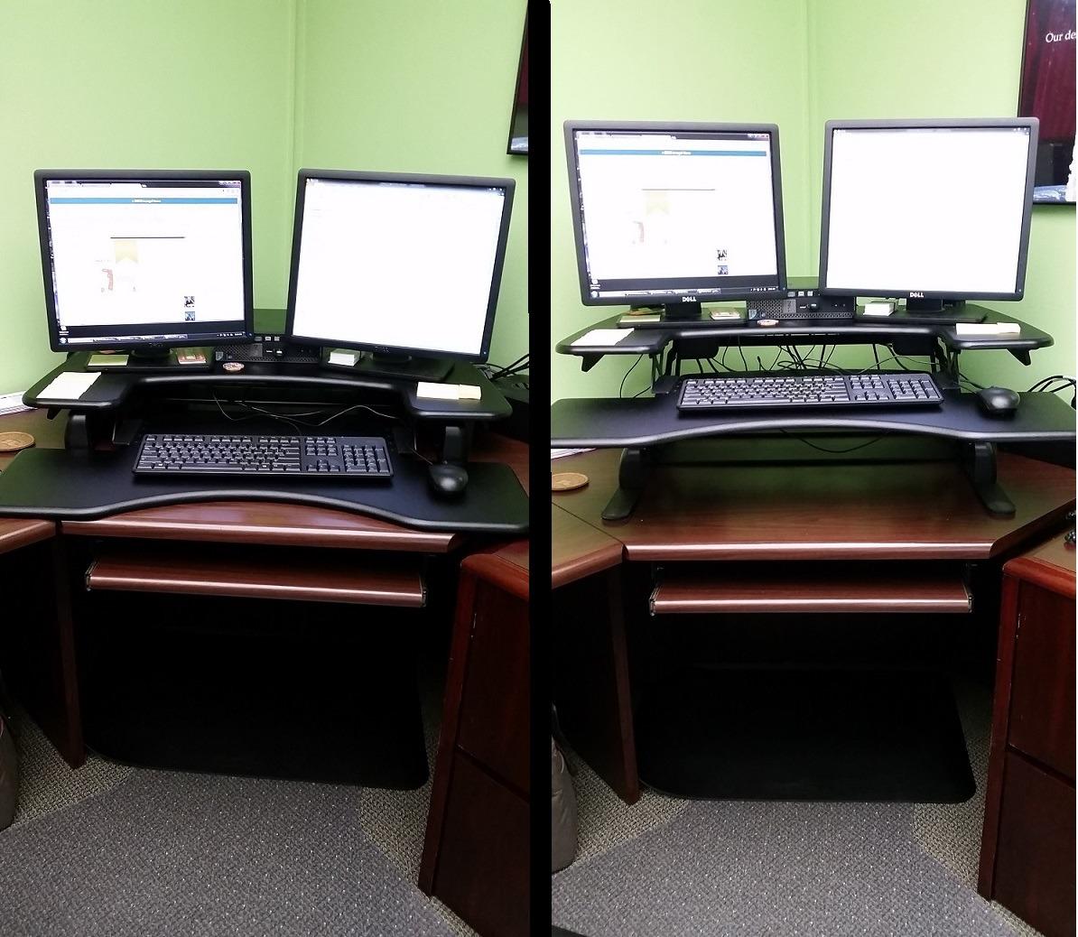 Vari VariDesk Pro Plus 36 - Adjustable Desk Converter with 11 Height Settings - Laptop Sit Stand Desk Riser for Home Office, Table Tops, Workspace - Fully Assembled with Spring Loaded Lift - Black customer photo 1