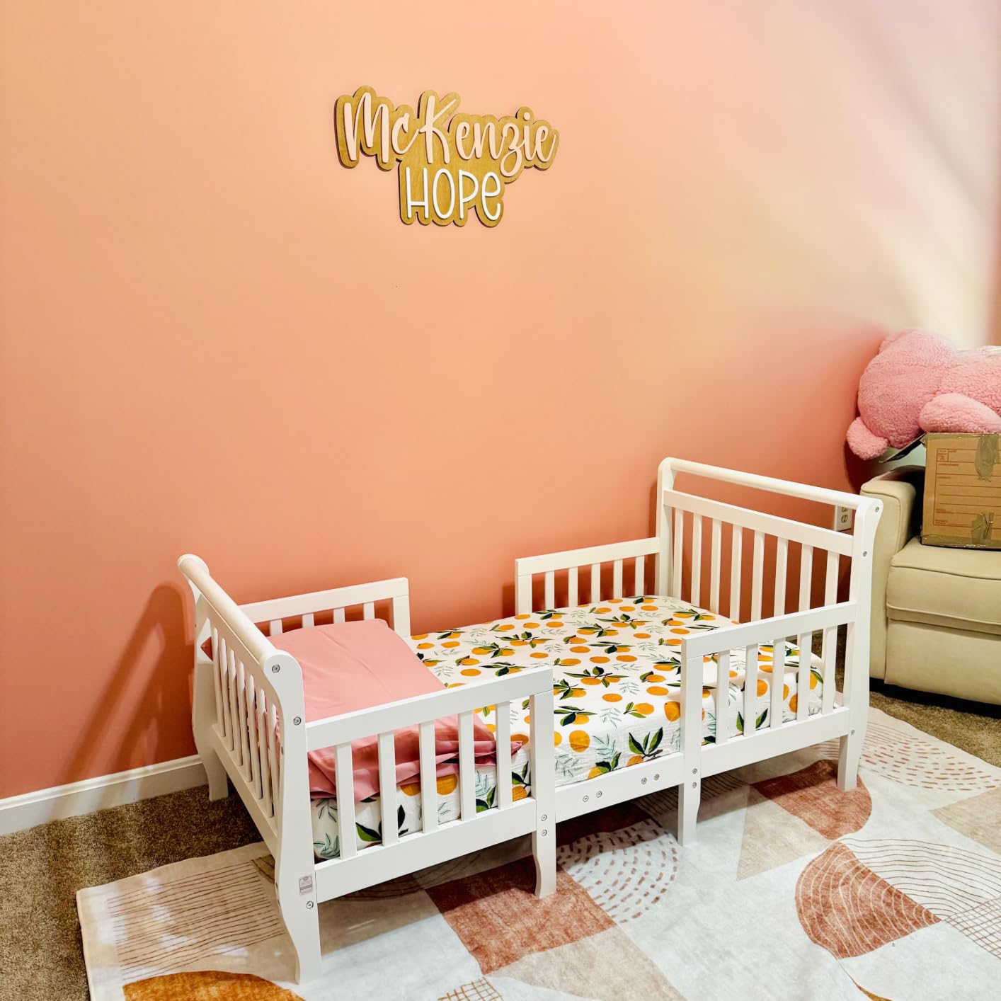 Dream On Me Emma 3-in-1 Wooden Toddler Bed, GREENGUARD Gold, Steel Grey customer photo 2