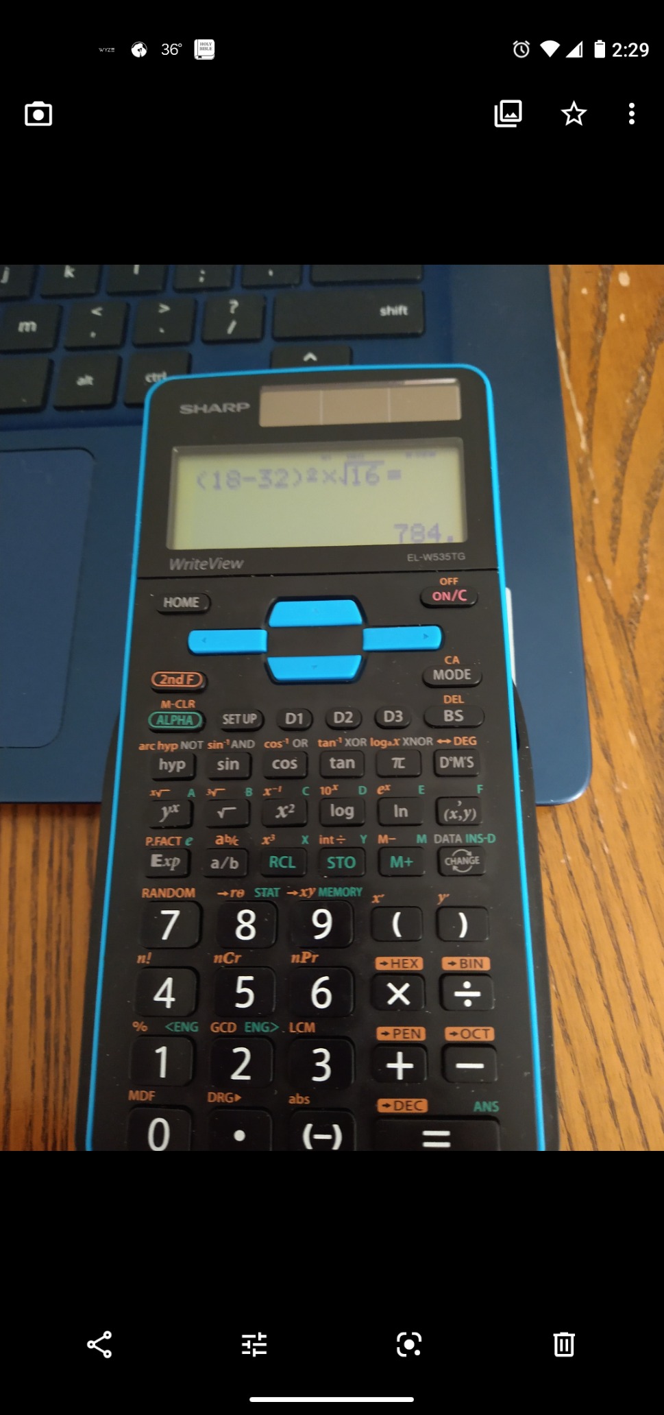 Sharp EL-W535TGBBL Scientific Calculator with WriteView™ 4 Line Display, Black, Blue customer photo 2