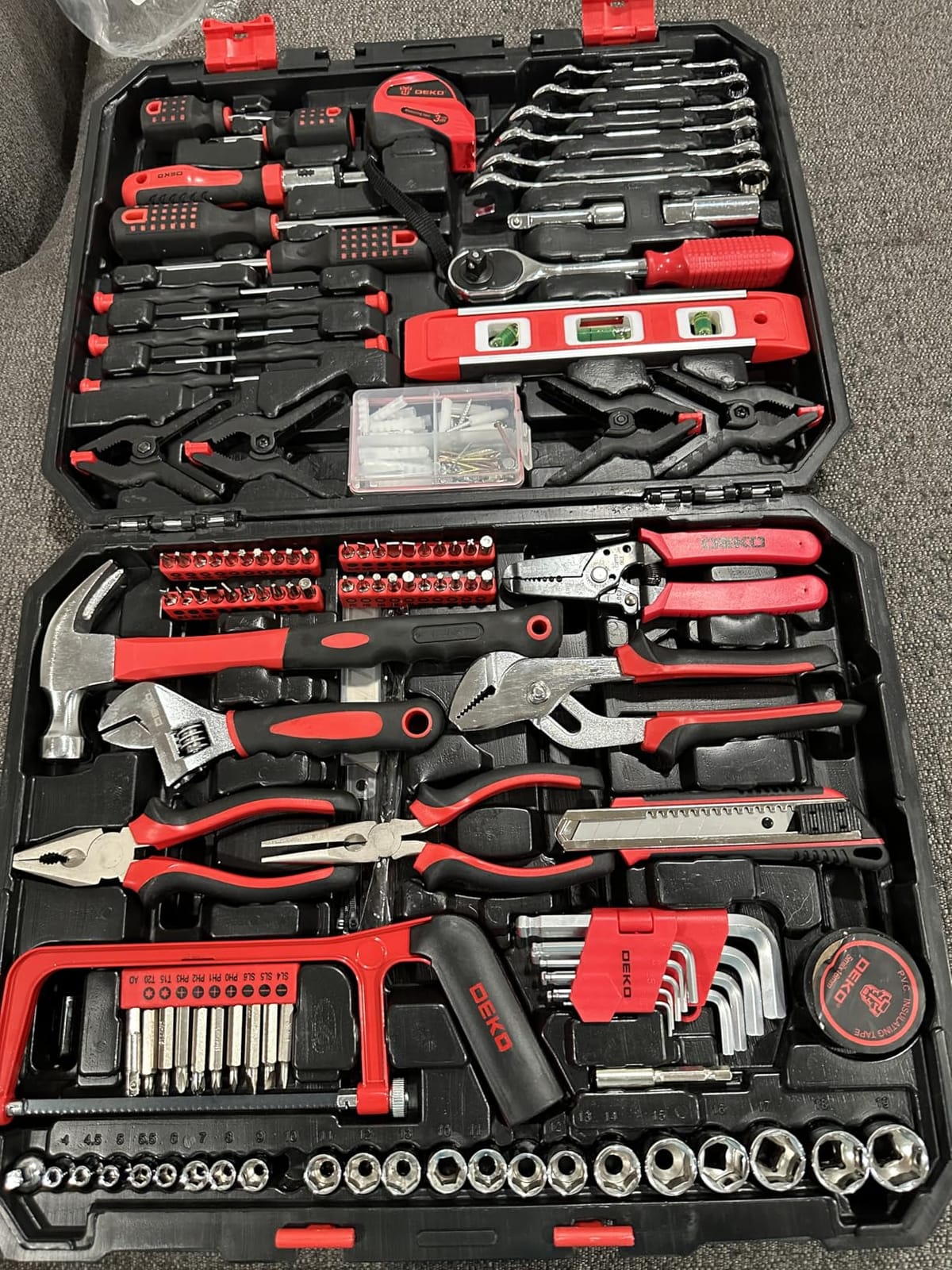DEKOPRO 228 Piece Socket Wrench Auto Repair Tool Combination Package Mixed Tool Set Hand Tool Kit with Plastic Toolbox Storage Case customer photo 2