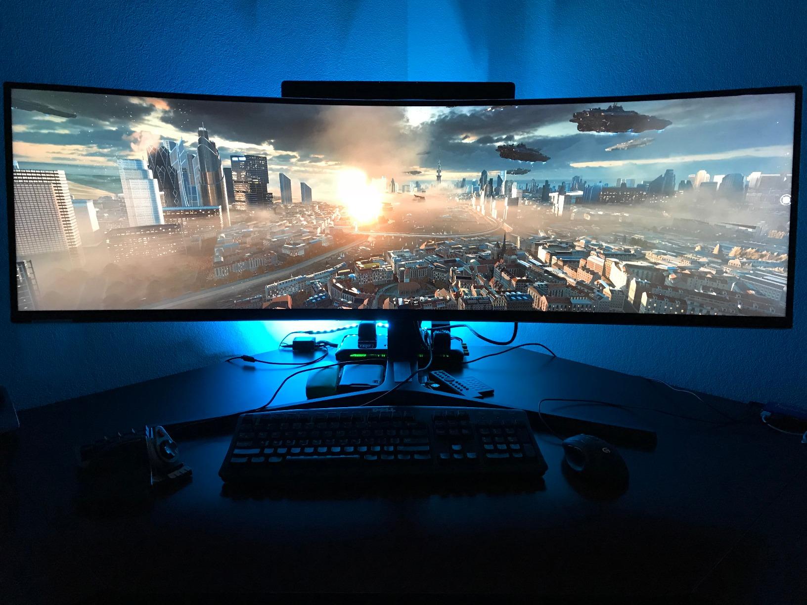 SAMSUNG 49-Inch CHG90 144Hz Curved Gaming Monitor (LC49HG90DMNXZA) – Super Ultrawide Screen QLED Computer Monitor, 3840 x 1080p Resolution, 1ms Response, FreeSync 2 with HDR,Black customer photo 1