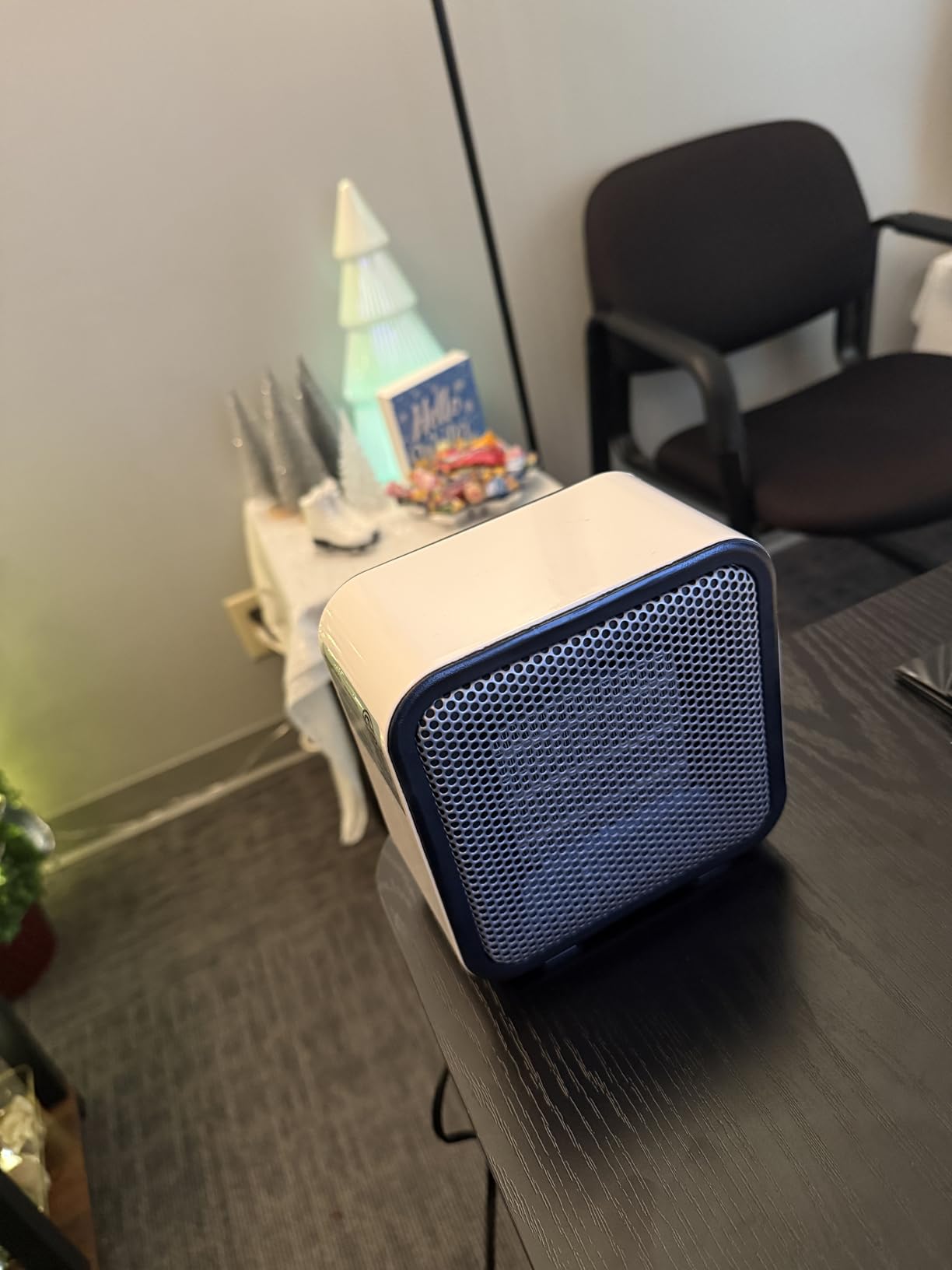 Amazon Basics Ceramic Space Heater, Portable Mini Heater for Office Desk, 500W, With Tip-Over Protection, Lightweight 1.4 lbs, White, 5.9