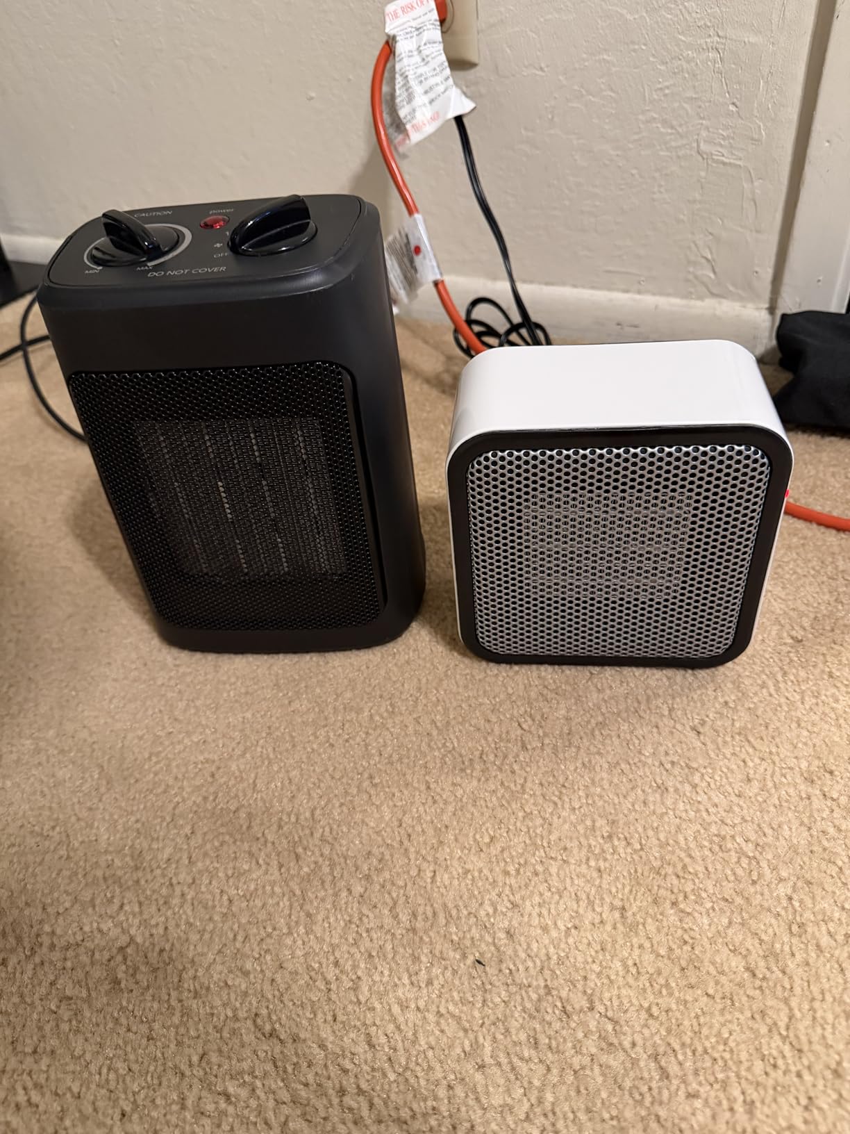 Amazon Basics Ceramic Space Heater, Portable Mini Heater for Office Desk, 500W, With Tip-Over Protection, Lightweight 1.4 lbs, White, 5.9