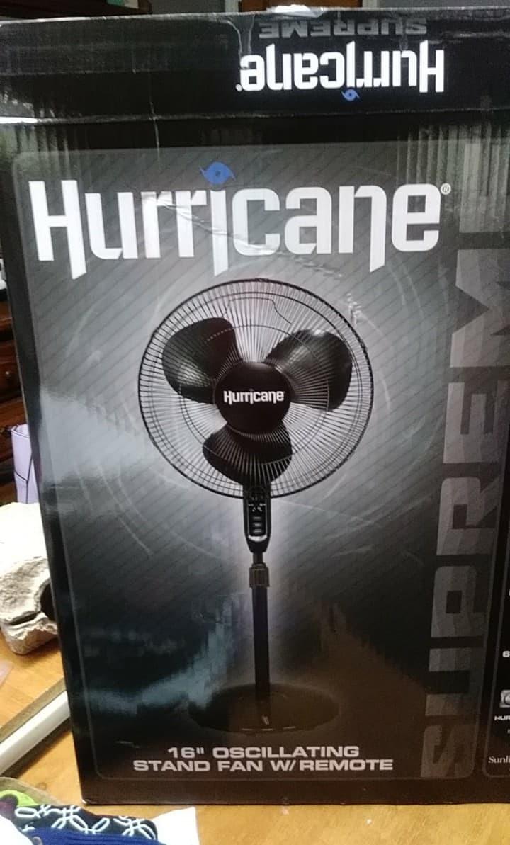Hurricane Supreme Oscillating Pedestal Fan w/Remote for Home, Black, 16in customer photo 1