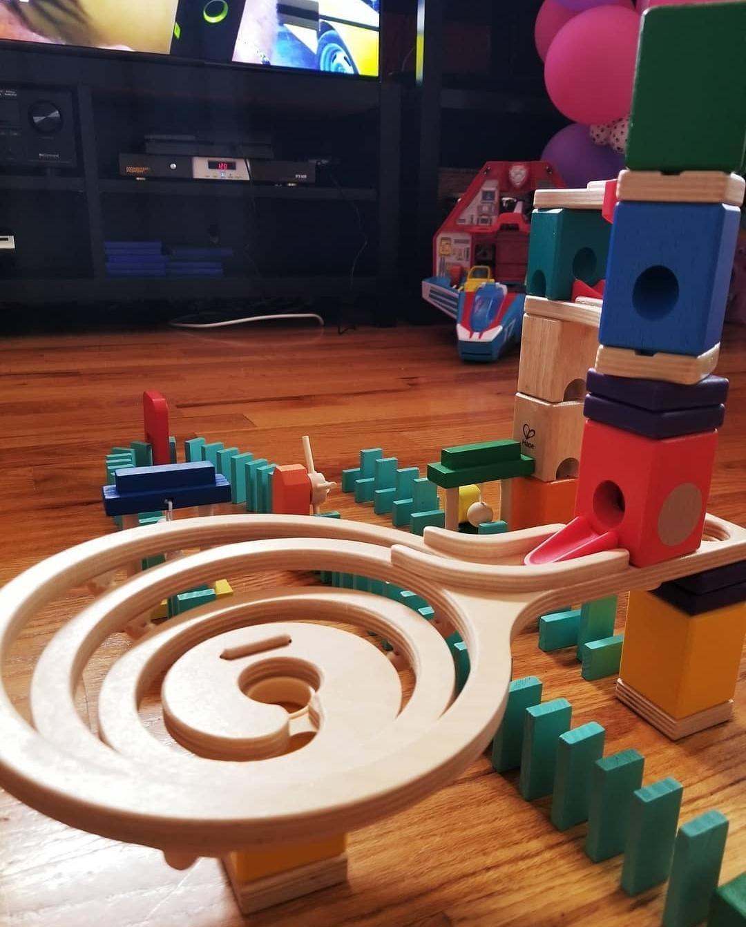 Hape Quadrilla Race to Finish Wooden Blocks with Marble Run Play customer photo 2