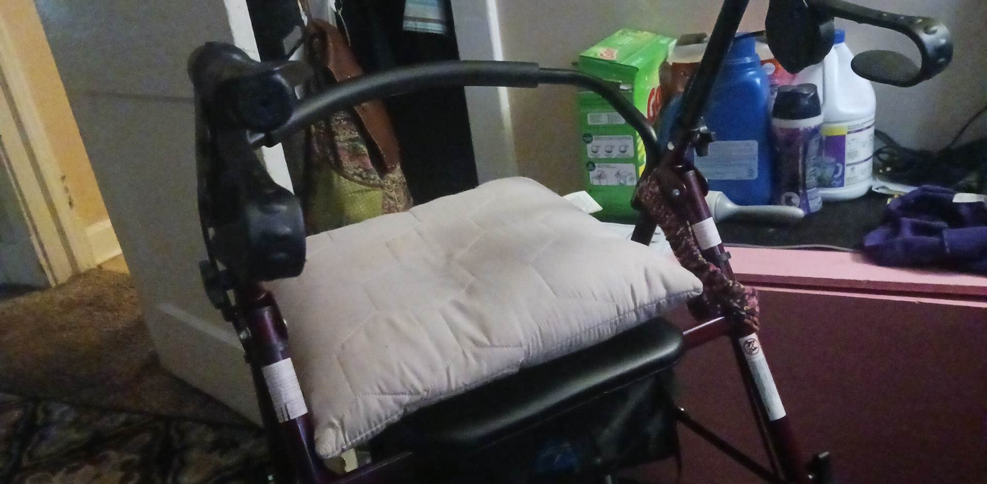 Medline Steel Rollator Walker with Seat, Burgundy, 350 lb. Weight Capacity, 6” Wheels, Foldable, Adjustable Handles, Rolling Walker for Seniors, Walker for Mobility Impaired customer photo 2