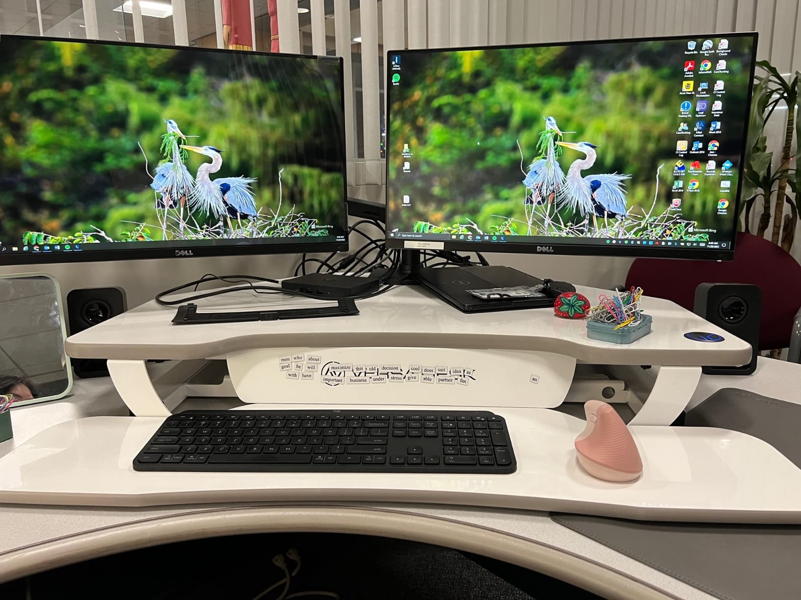 VERSADESK PowerPro 36 Inch Electric Corner Standing Desk Converter, Motorized Height Adjustable Sit-Stand Desk Riser, Dual Monitor & Laptop Workstation with Keyboard Tray, Cherry customer photo 2