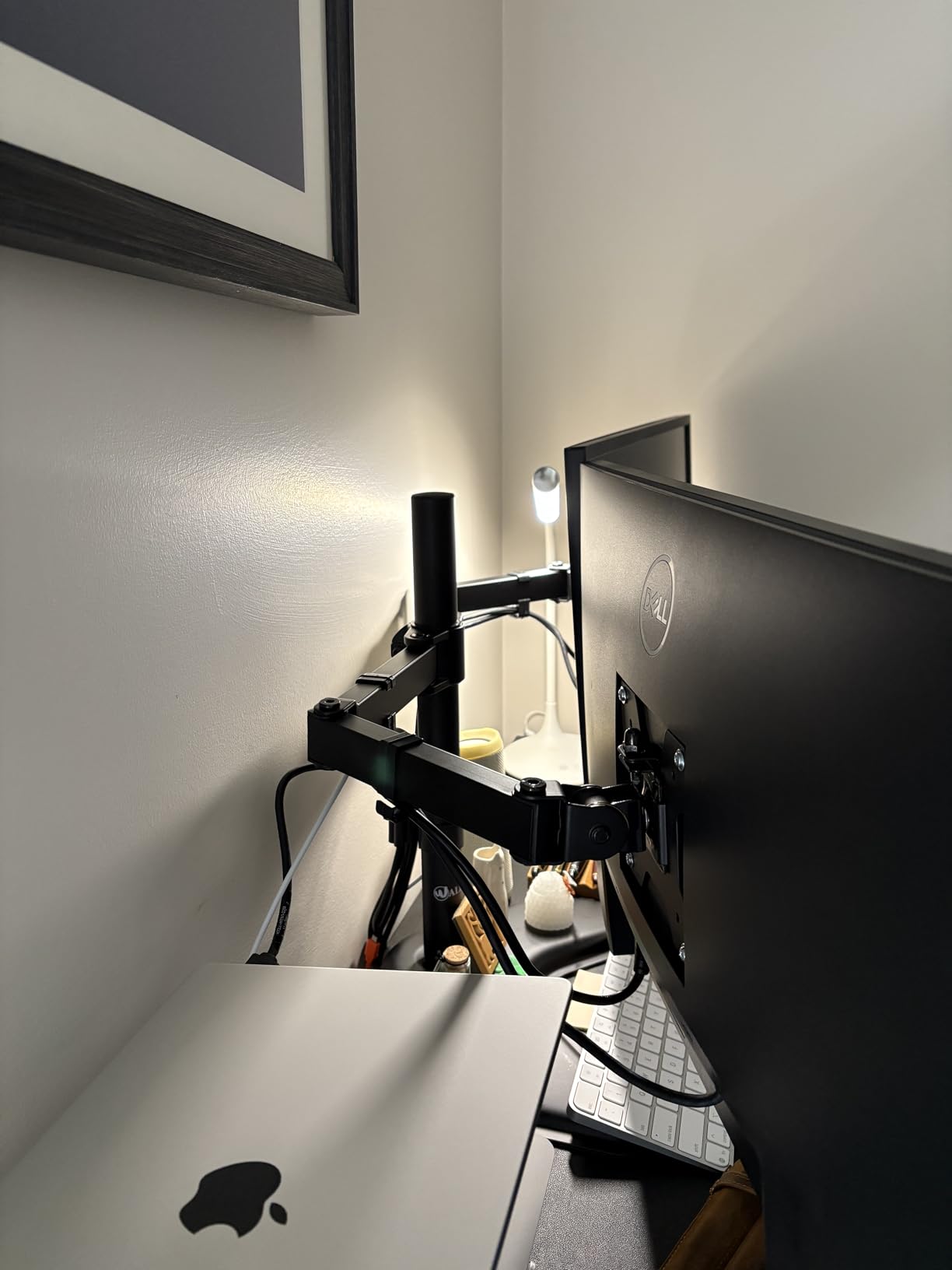 WALI Triple Monitor Stand, Free Standing for 13-27 inch Screens, up to 22lbs | 3 monitor stand for desk, Adjustable, Full Motion with Tilt, Swivel, Rotation, Grommet Base, VESA 75/100mm (MF003) customer photo 1