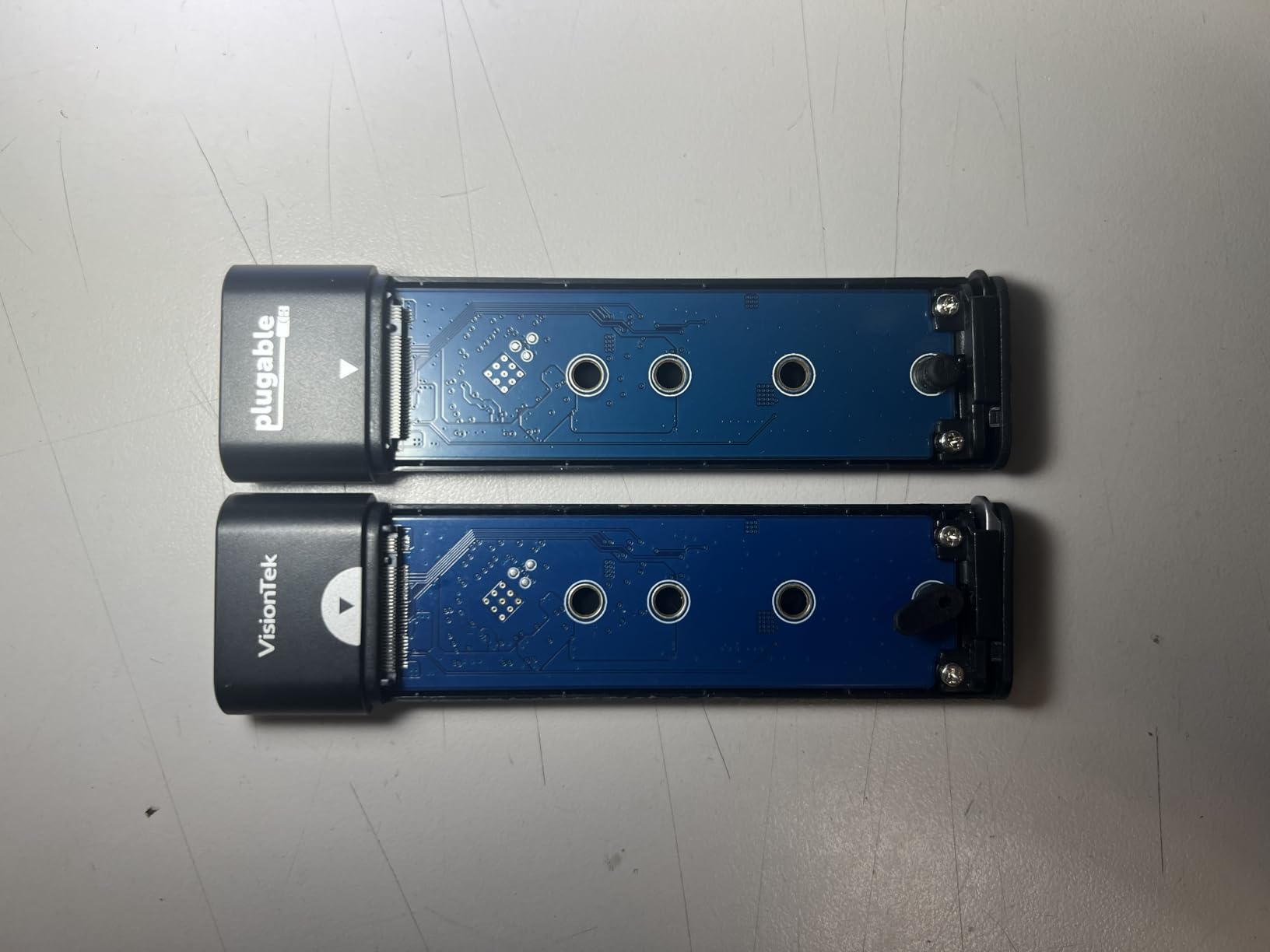 Plugable M.2 NVMe SSD Enclosure; Tool-Free & Driverless, USB 3 Type-C, Including Thunderbolt and USB4, at 10Gbps. for M.2 NVMe SSDs 2230 to 2280 PCIe Gen 3 and 4. USB Cables Included customer photo 1