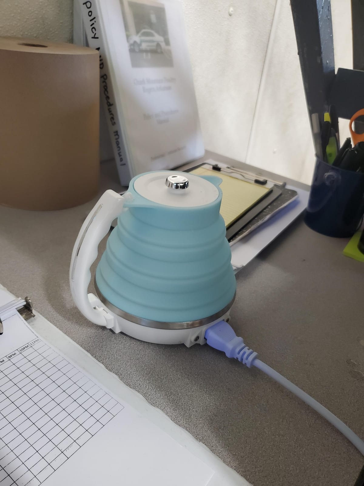 Food Grade Silicone Portable Collapsible Electric Travel Kettle (Blue) customer photo 2