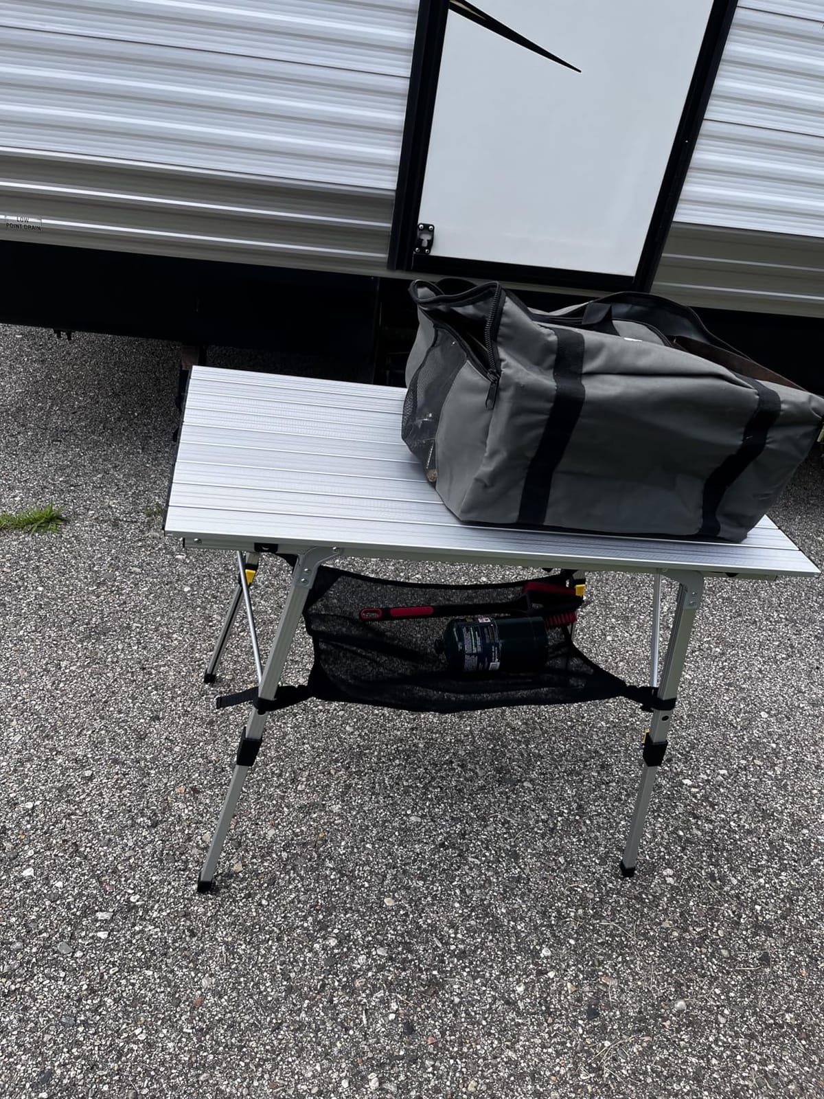 Portal Outdoor Folding Portable Picnic Camping Table with Adjustable Height Aluminum Roll Up Table Top Mesh Layer, Silver customer photo 1